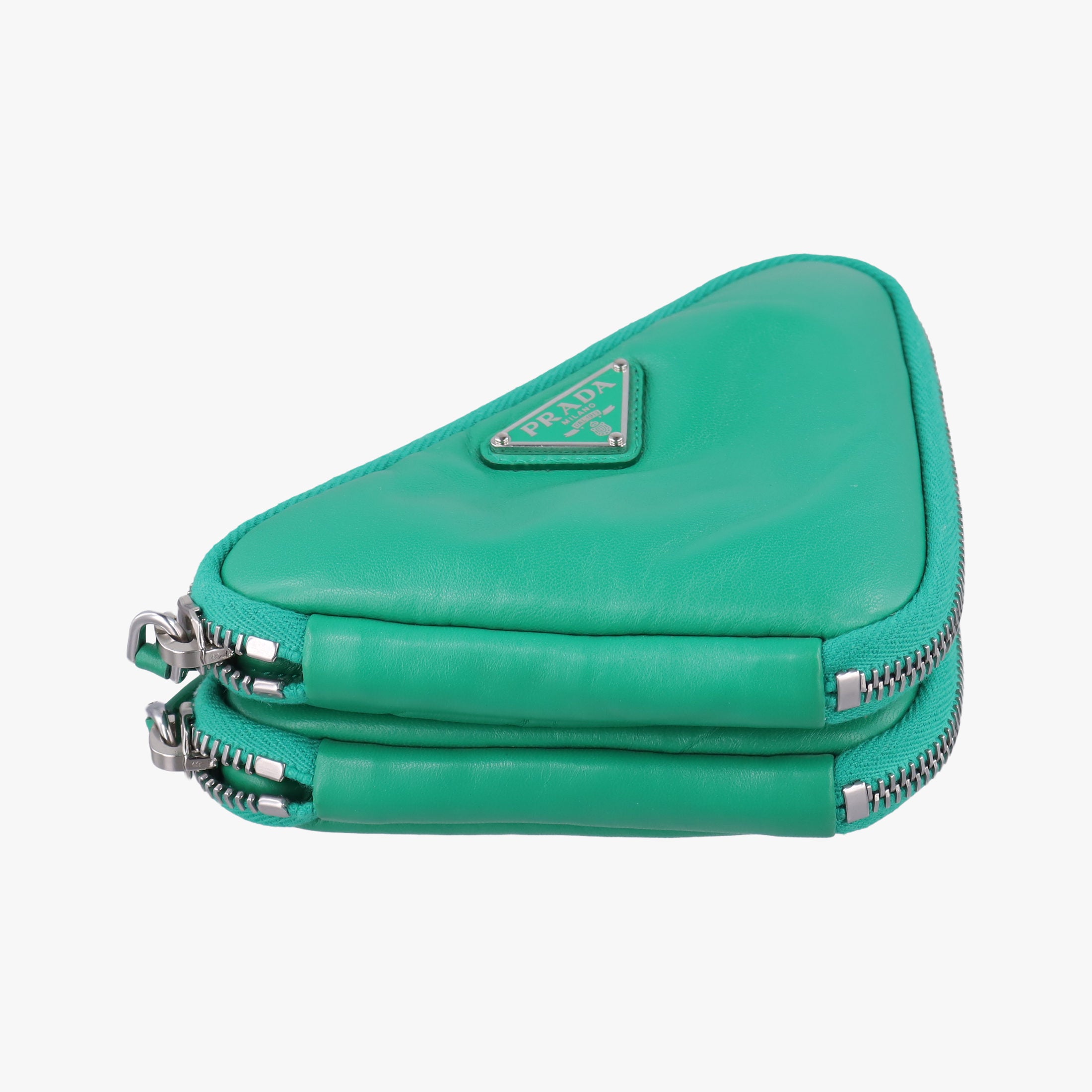 Vintage Prada triangle mini Green Leather 1NR015 shoulderbag | stylenewstar