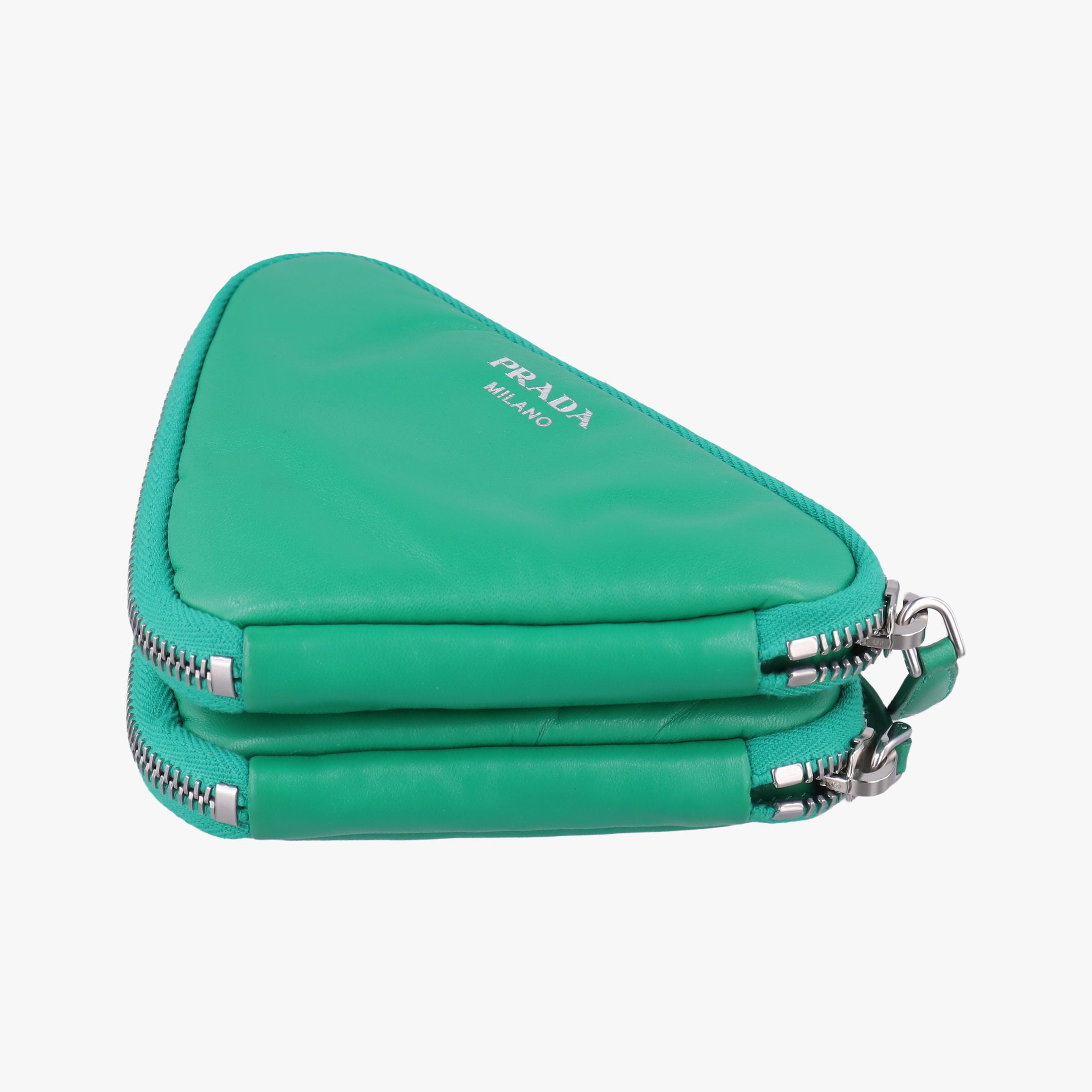 Vintage Prada triangle mini Green Leather 1NR015 shoulderbag | stylenewstar