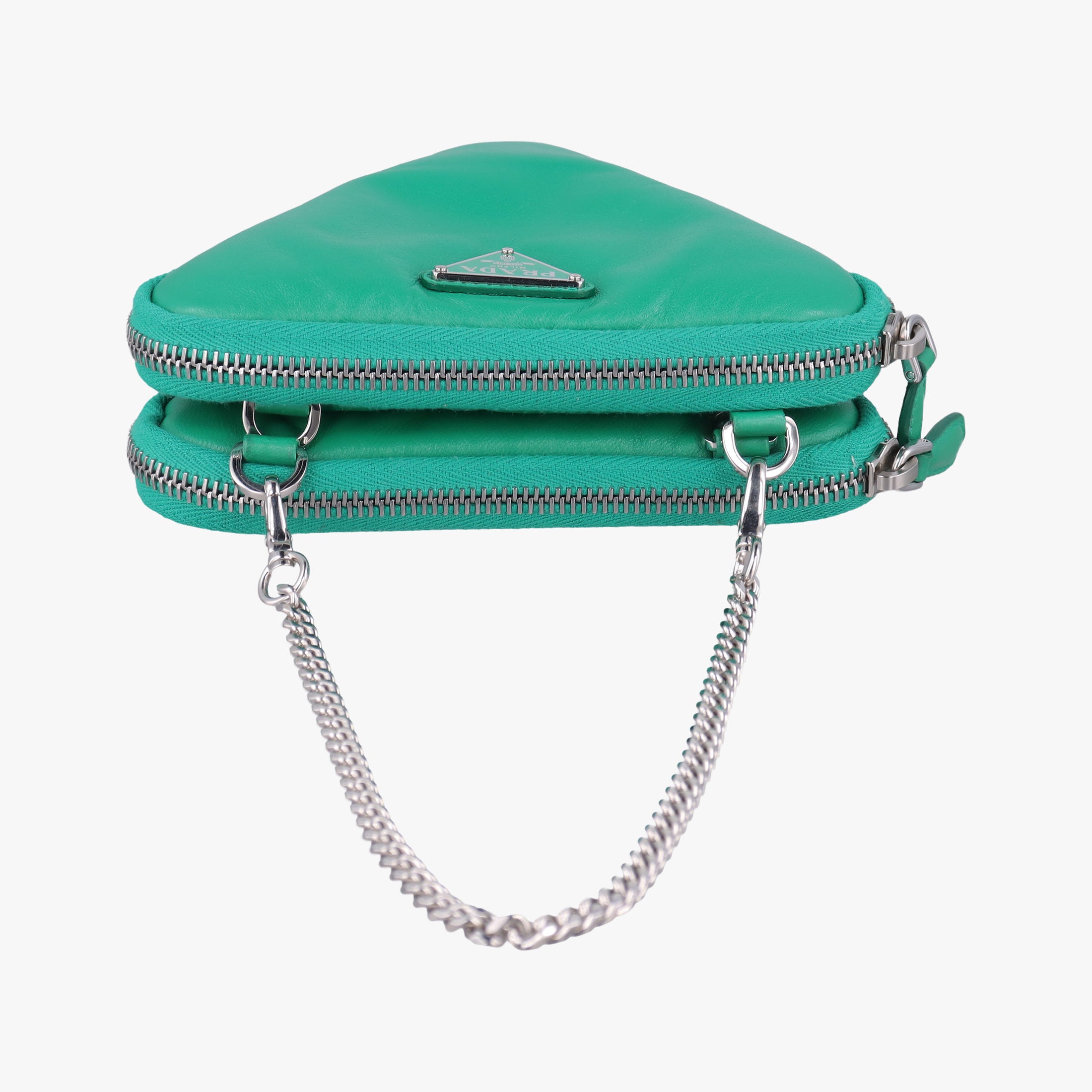 Vintage Prada triangle mini Green Leather 1NR015 shoulderbag | stylenewstar