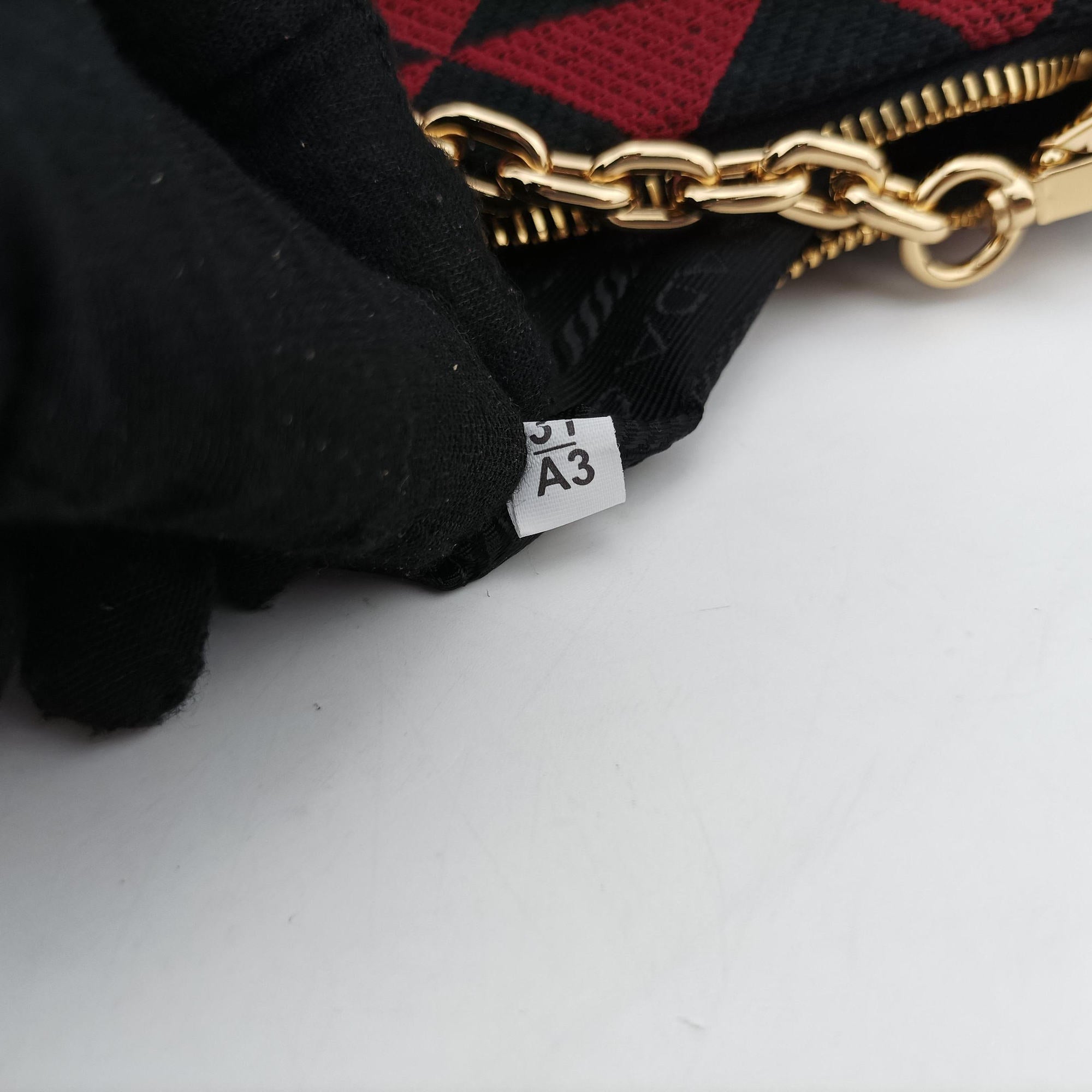 Vintage Prada Triangolo Triangle Black×Red Jacquard × leather 1BC176 shoulderbag | stylenewstar