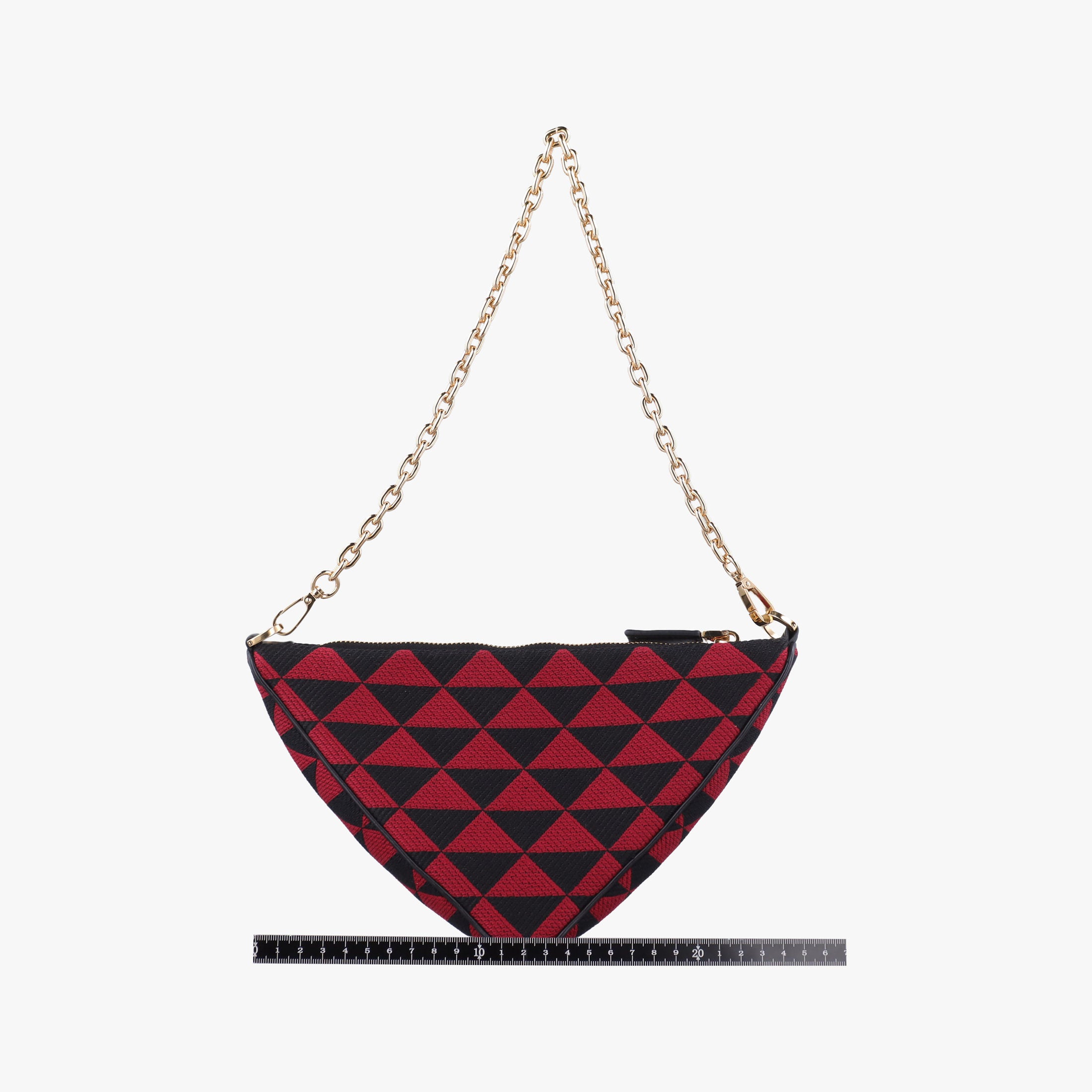 Vintage Prada Triangolo Triangle Black×Red Jacquard × leather 1BC176 shoulderbag | stylenewstar