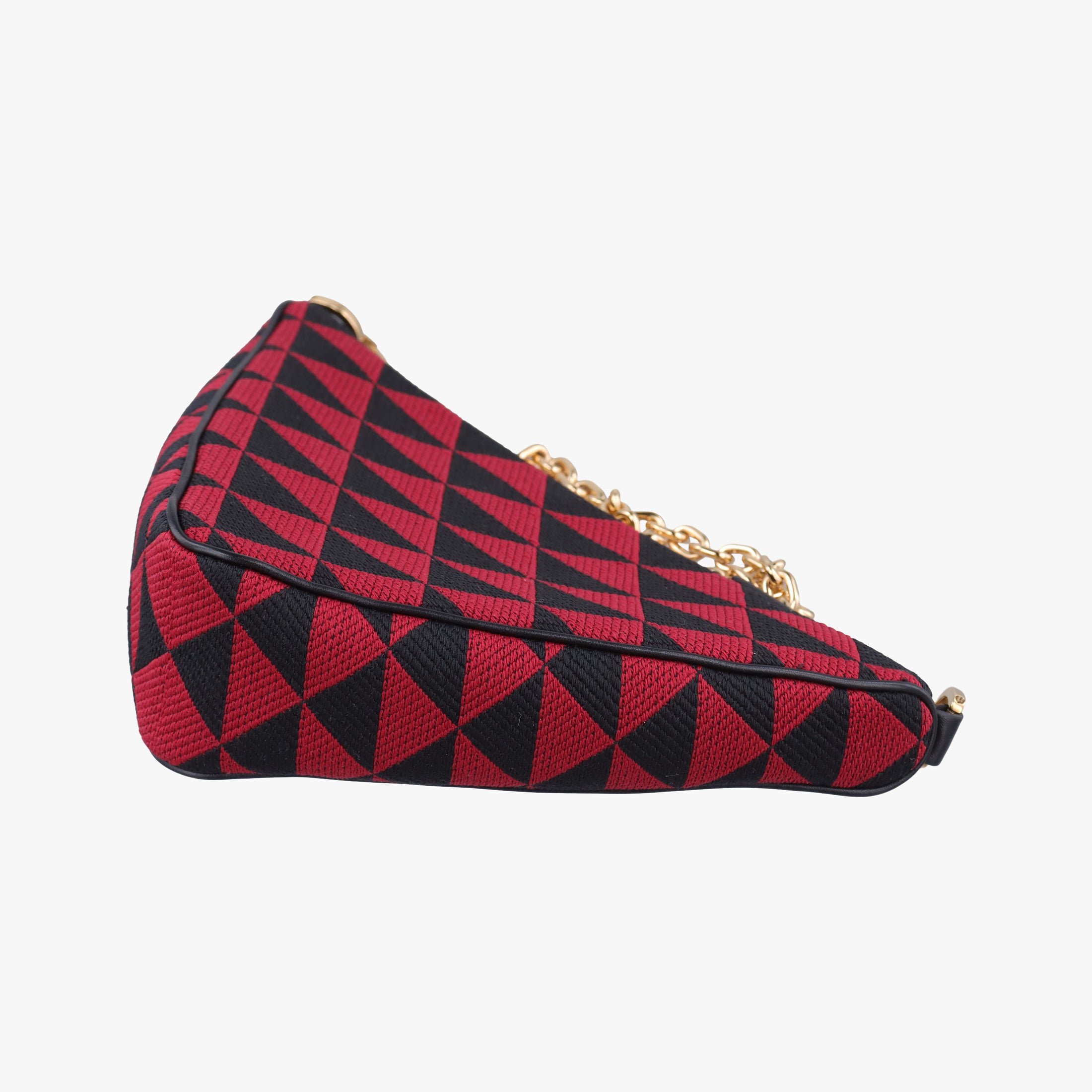 Vintage Prada Triangolo Triangle Black×Red Jacquard × leather 1BC176 shoulderbag | stylenewstar