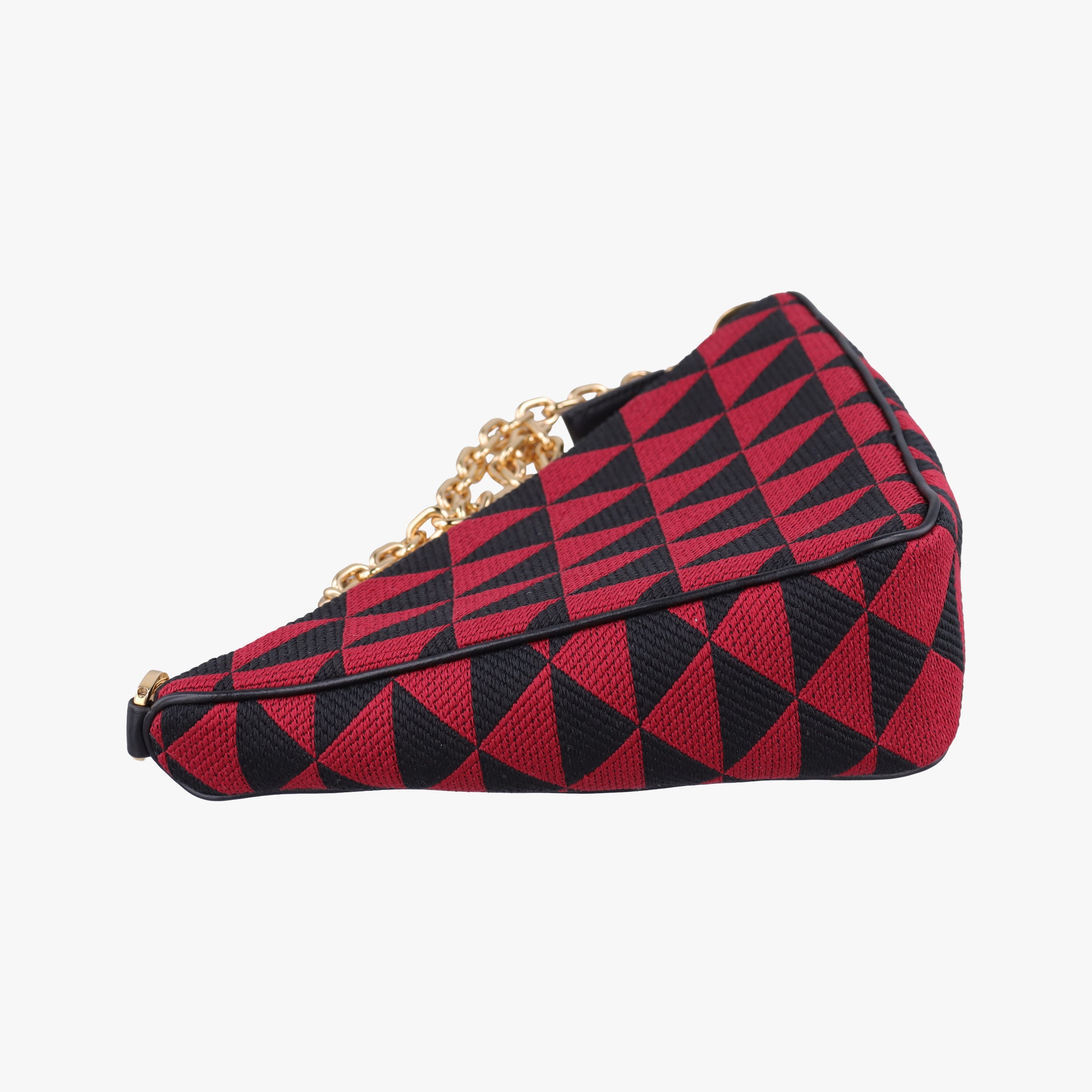 Vintage Prada Triangolo Triangle Black×Red Jacquard × leather 1BC176 shoulderbag | stylenewstar