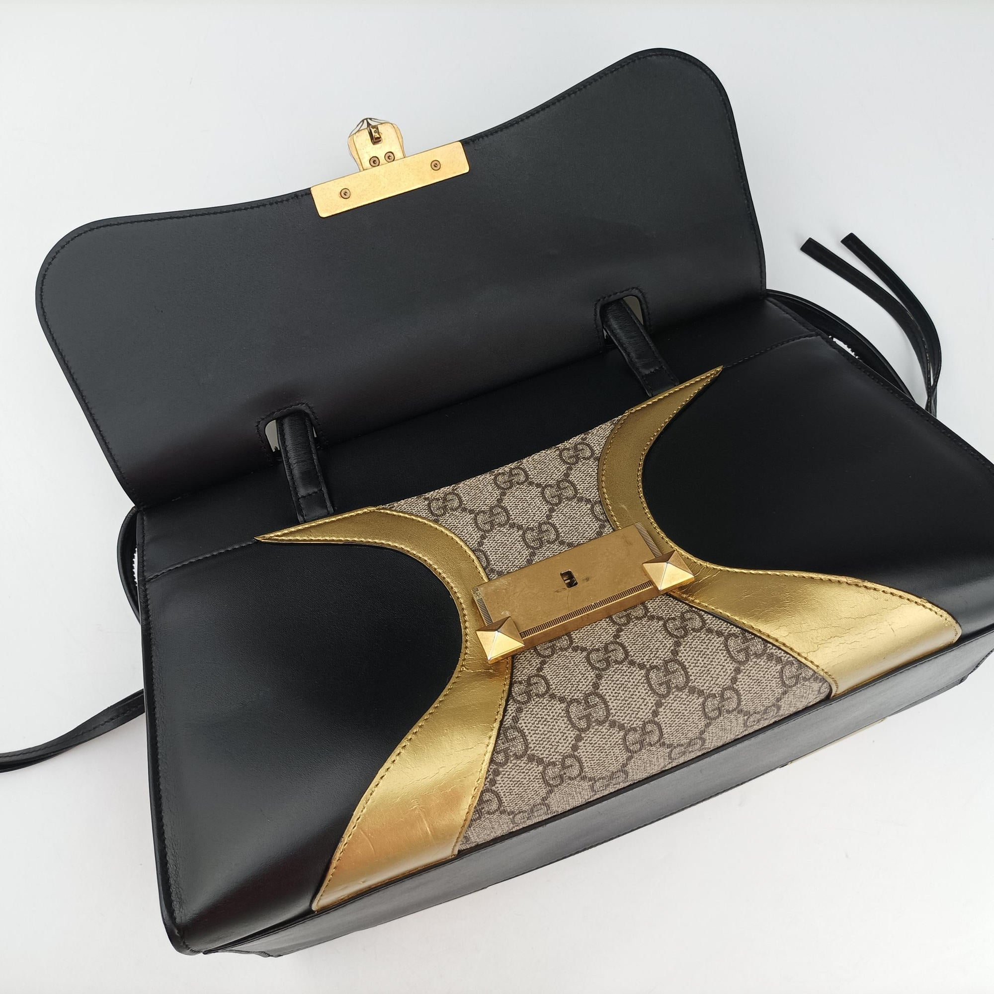Pre-owned Gucci Osiride beige×black×Multicolour PVC coated canvas×Leather 476435 shoulderbag | stylenewstar