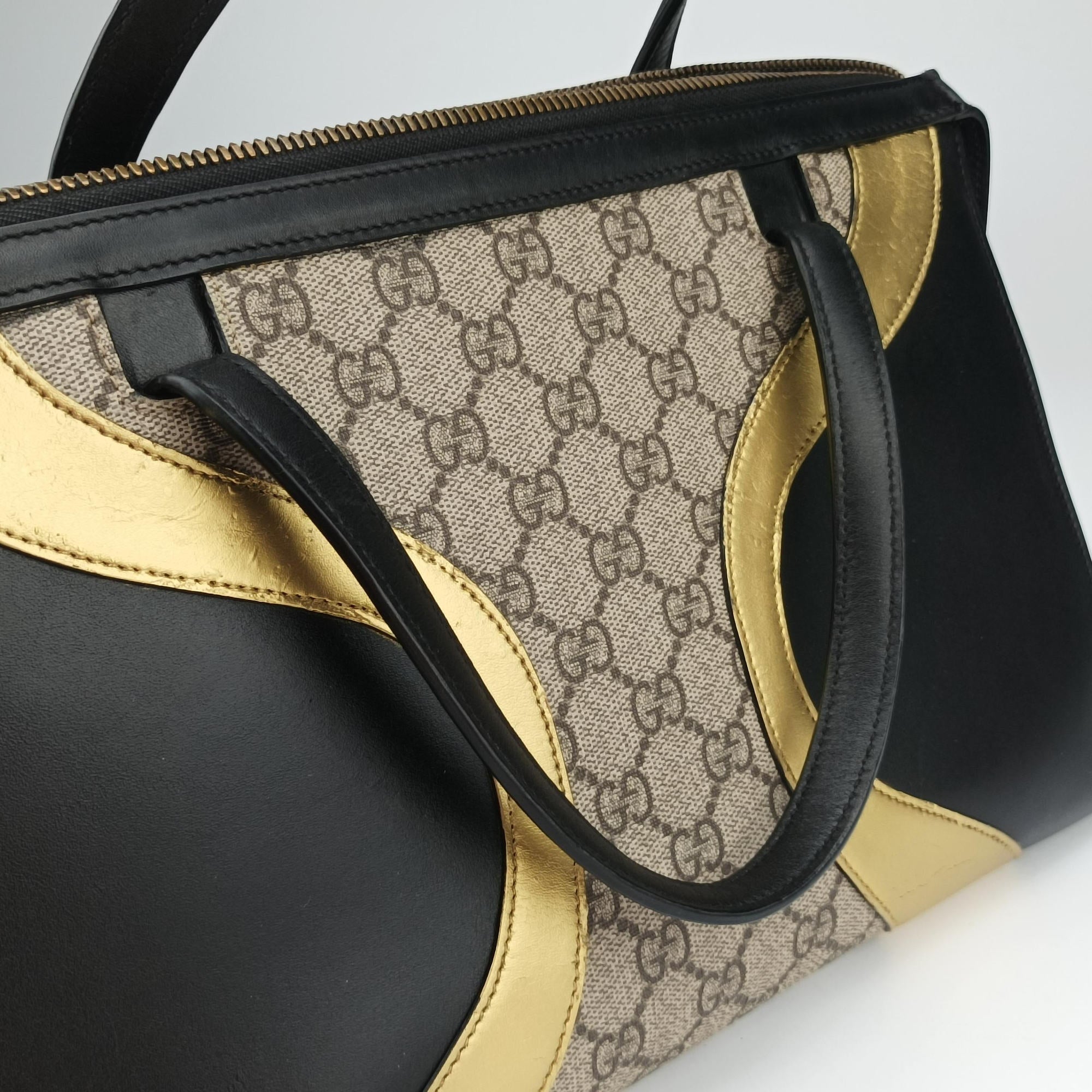 Pre-owned Gucci Osiride beige×black×Multicolour PVC coated canvas×Leather 476435 shoulderbag | stylenewstar