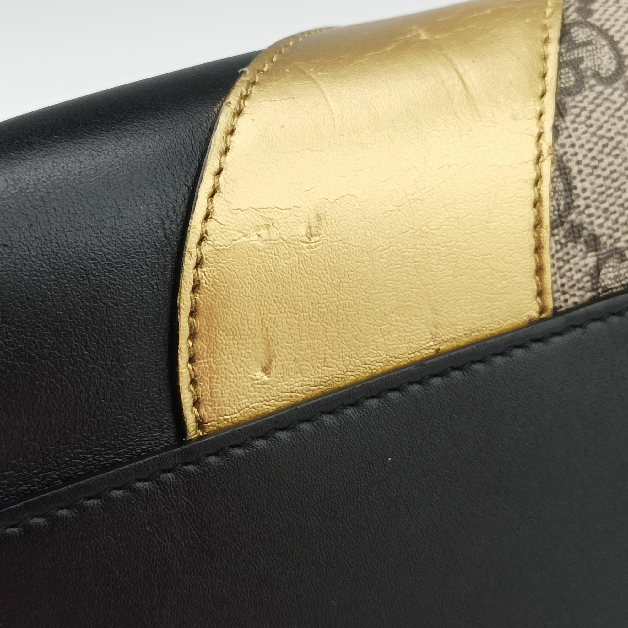 Pre-owned Gucci Osiride beige×black×Multicolour PVC coated canvas×Leather 476435 shoulderbag | stylenewstar