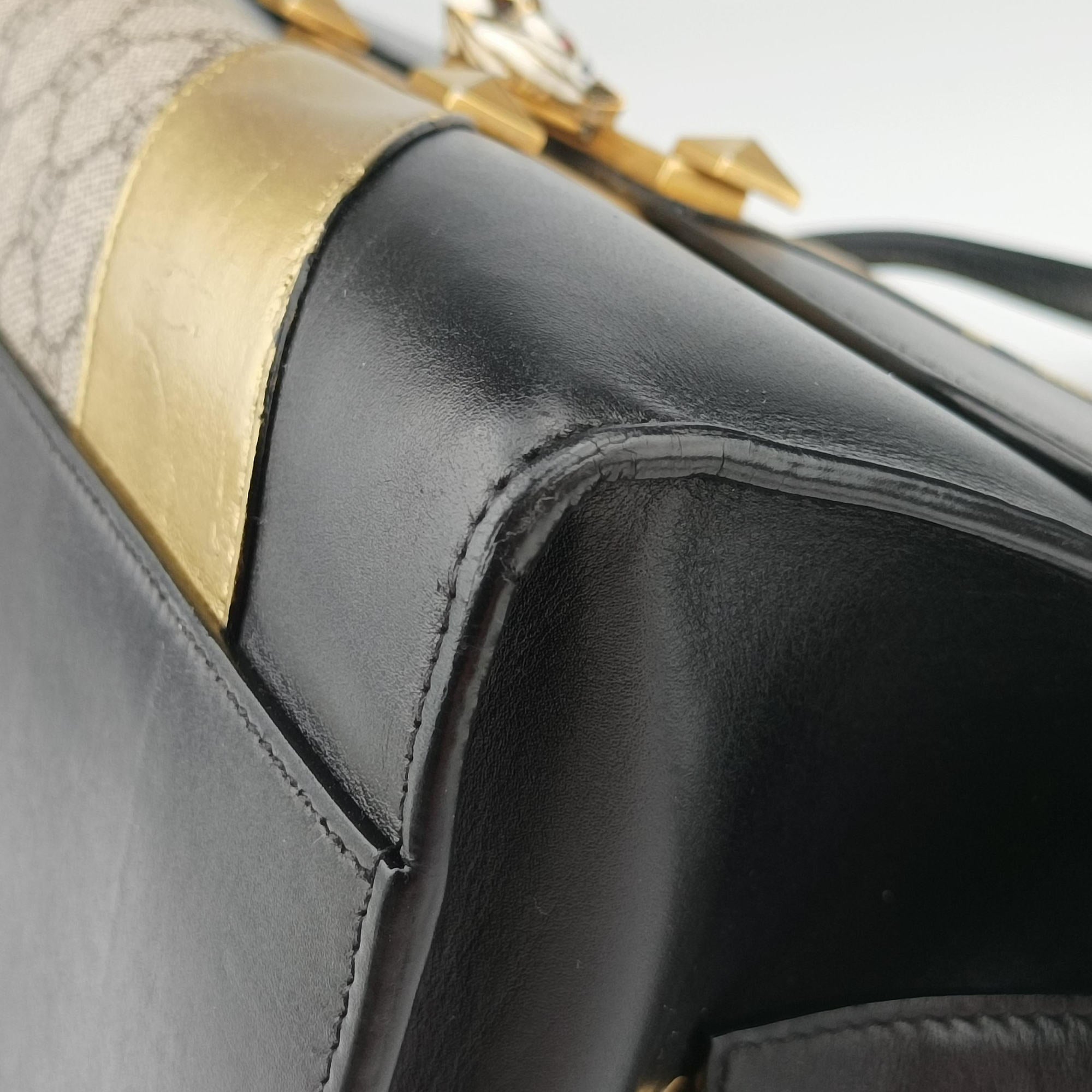 Pre-owned Gucci Osiride beige×black×Multicolour PVC coated canvas×Leather 476435 shoulderbag | stylenewstar
