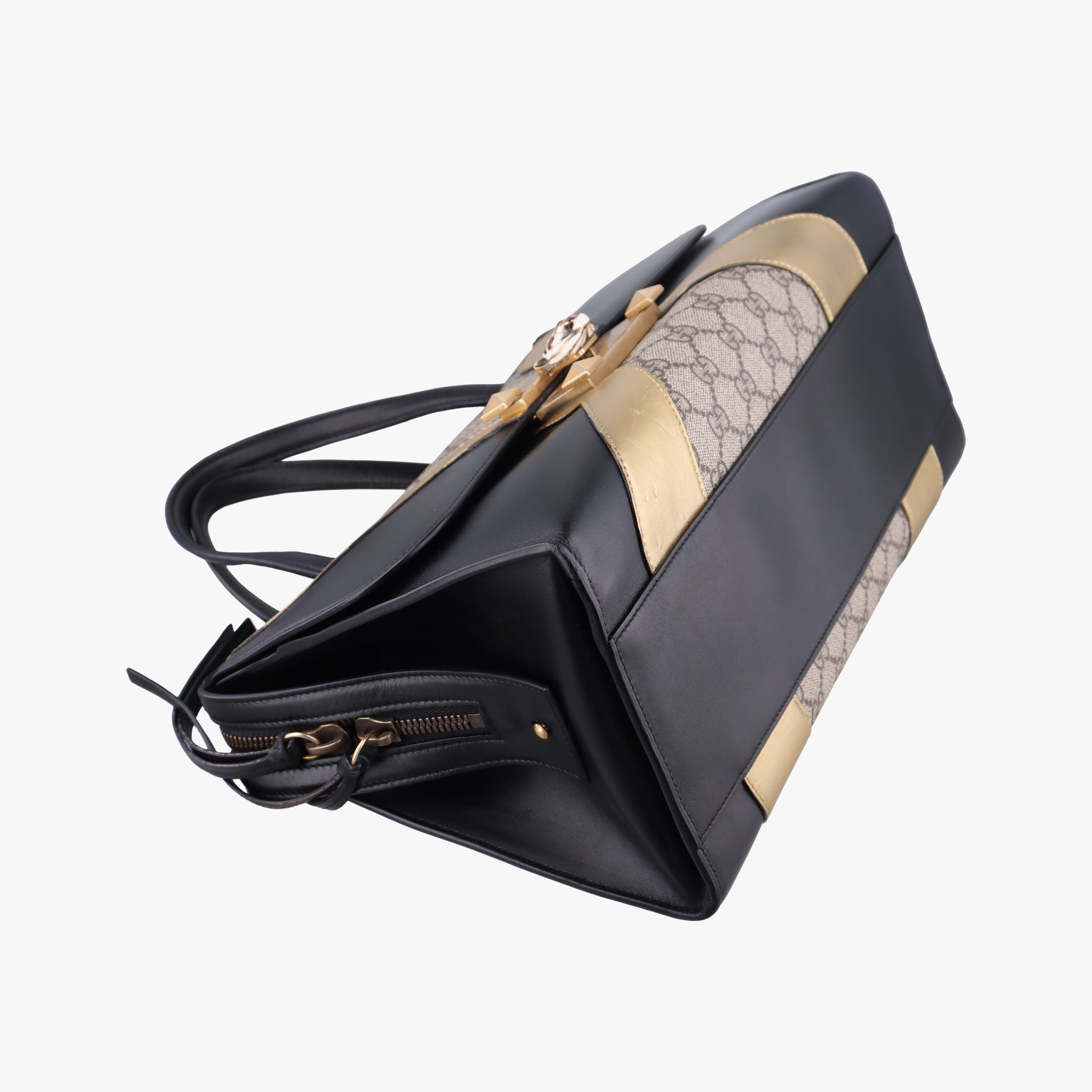 Pre-owned Gucci Osiride beige×black×Multicolour PVC coated canvas×Leather 476435 shoulderbag | stylenewstar
