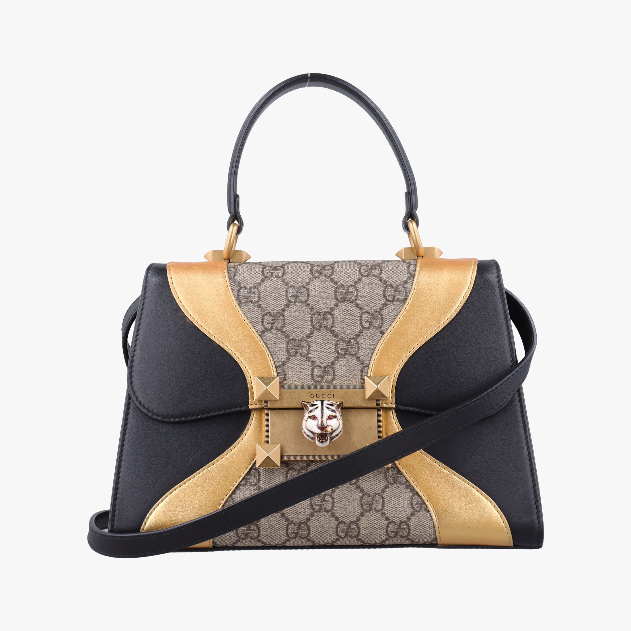 Pre-owned Gucci Osiride GG Supreme beige×black×Multicolour PVC coated canvas×Leather 497996 shoulderbag | stylenewstar