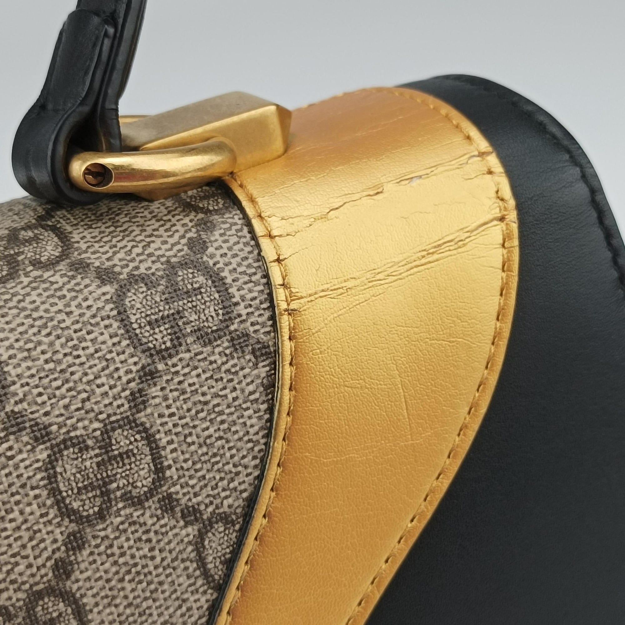 Pre-owned Gucci Osiride GG Supreme beige×black×Multicolour PVC coated canvas×Leather 497996 shoulderbag | stylenewstar