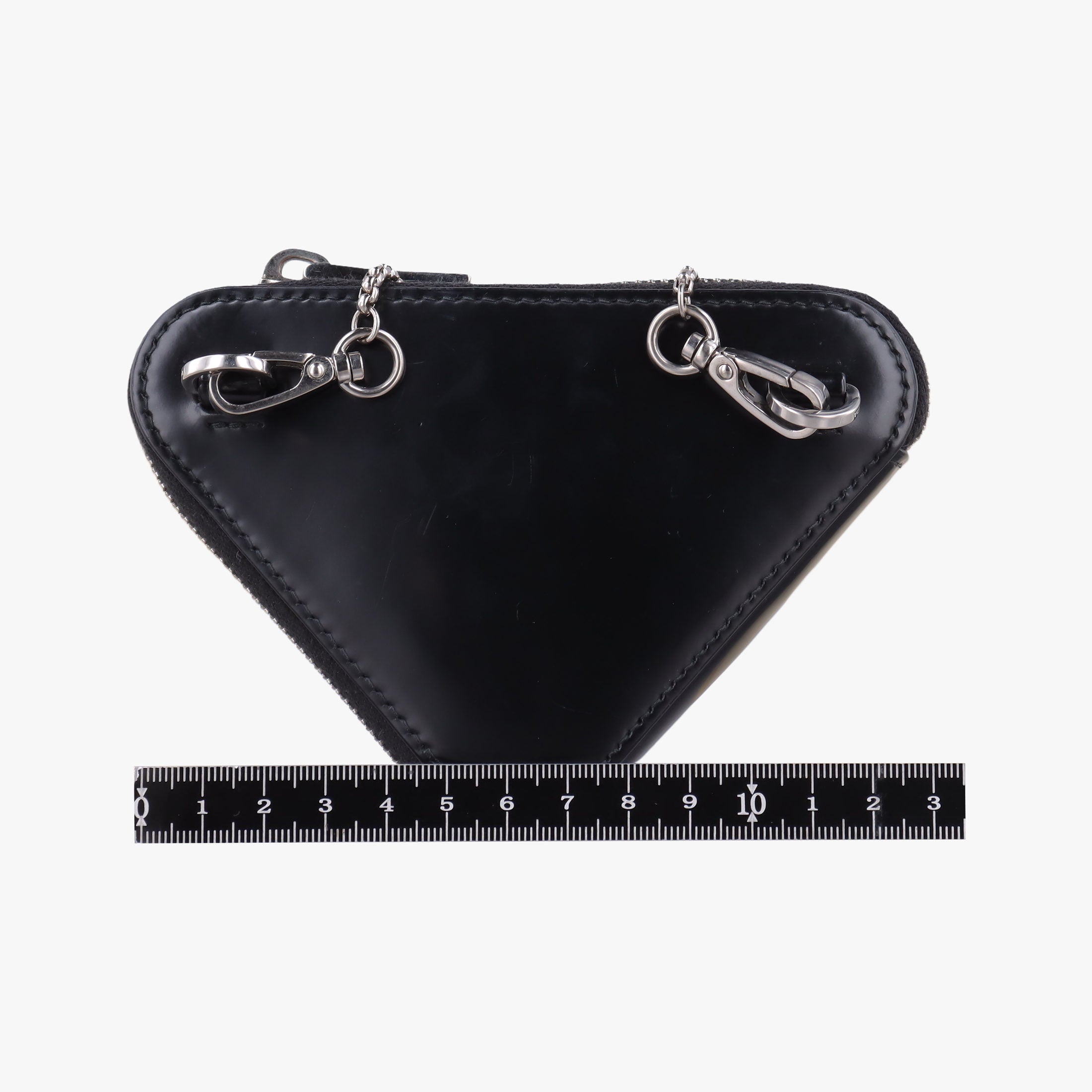 Pre-owned Prada Triangle Chain Pouch Black Leather  shoulderbag | stylenewstar