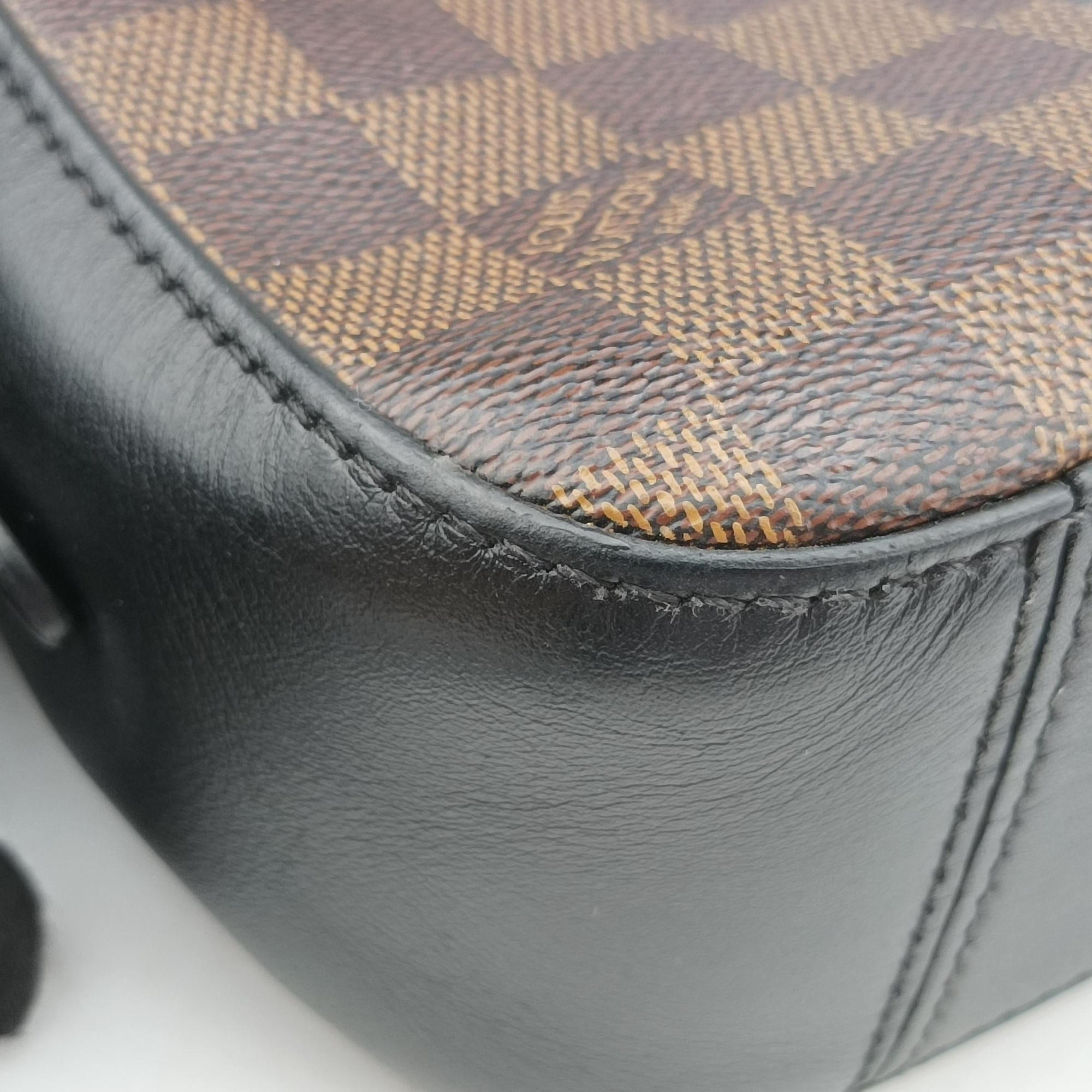 Pre-owned Louis Vuitton SANTA MONICA EBENE×Noir Damier Canvas×Leather N40189 shoulderbag | stylenewstar