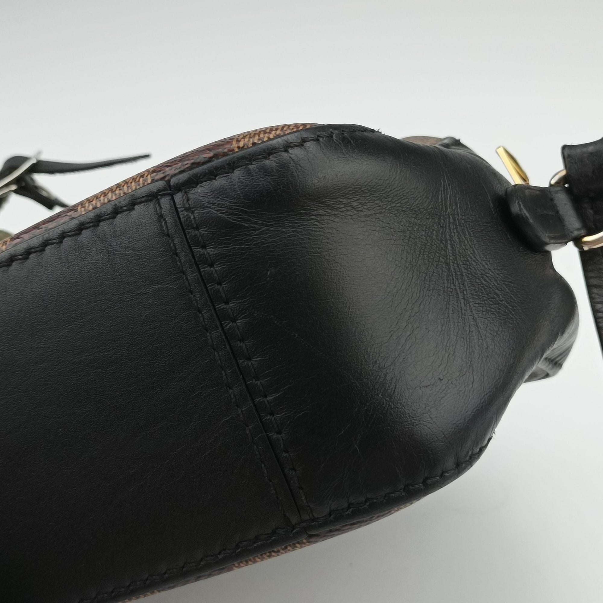 Pre-owned Louis Vuitton SANTA MONICA EBENE×Noir Damier Canvas×Leather N40189 shoulderbag | stylenewstar