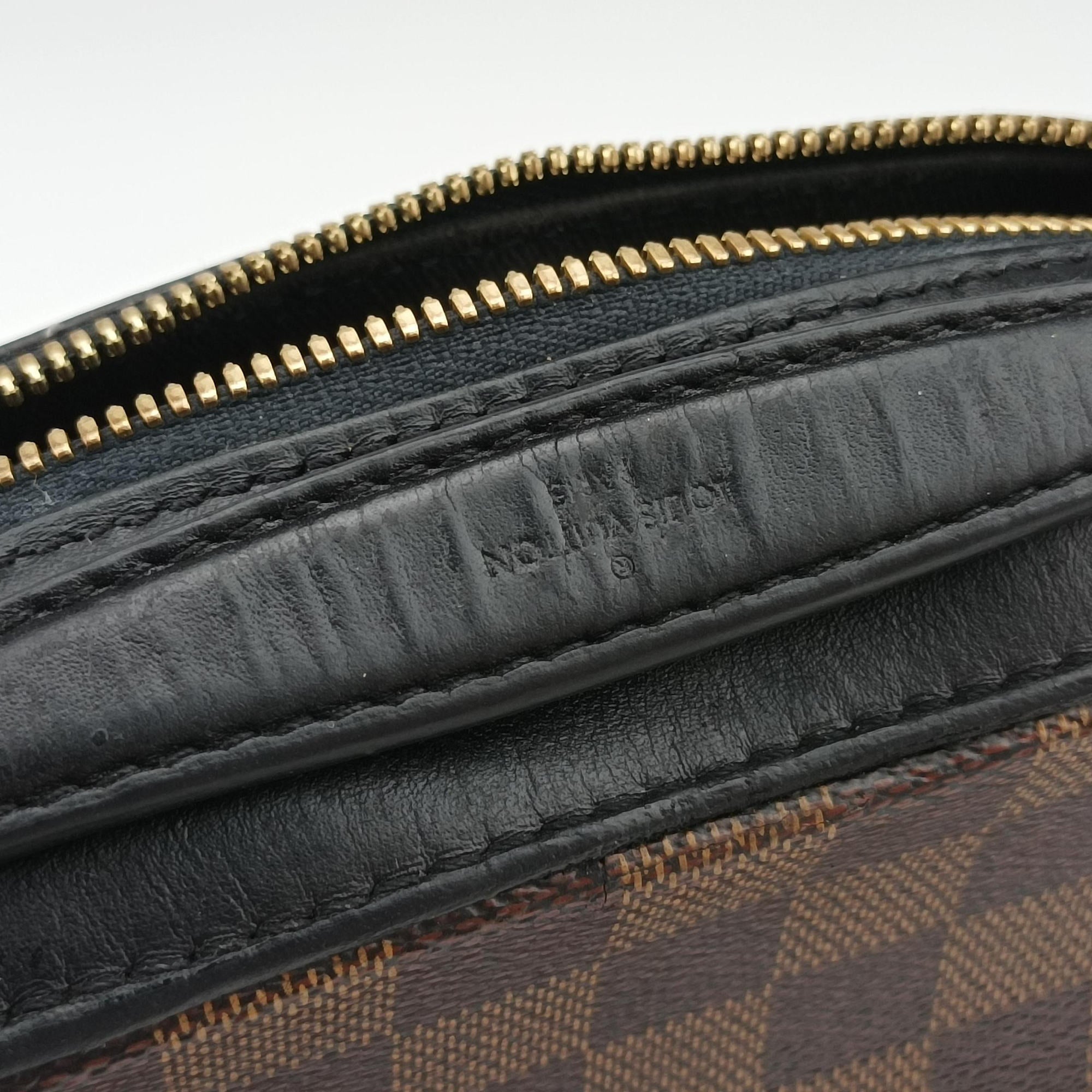 Pre-owned Louis Vuitton SANTA MONICA EBENE×Noir Damier Canvas×Leather N40189 shoulderbag | stylenewstar