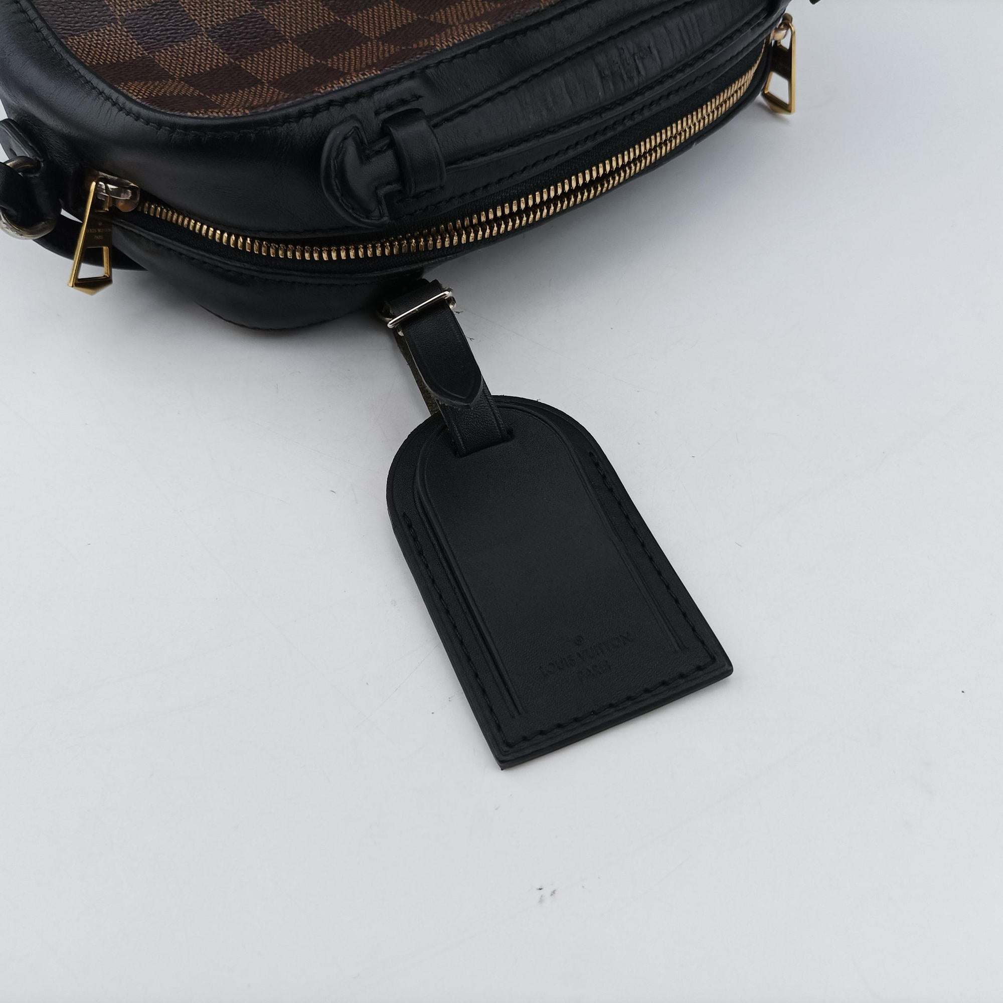 Pre-owned Louis Vuitton SANTA MONICA EBENE×Noir Damier Canvas×Leather N40189 shoulderbag | stylenewstar