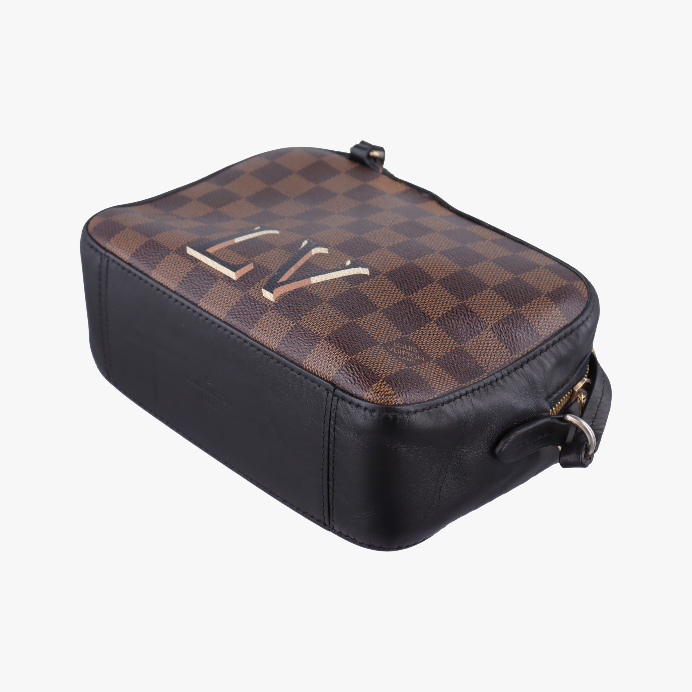 Pre-owned Louis Vuitton SANTA MONICA EBENE×Noir Damier Canvas×Leather N40189 shoulderbag | stylenewstar