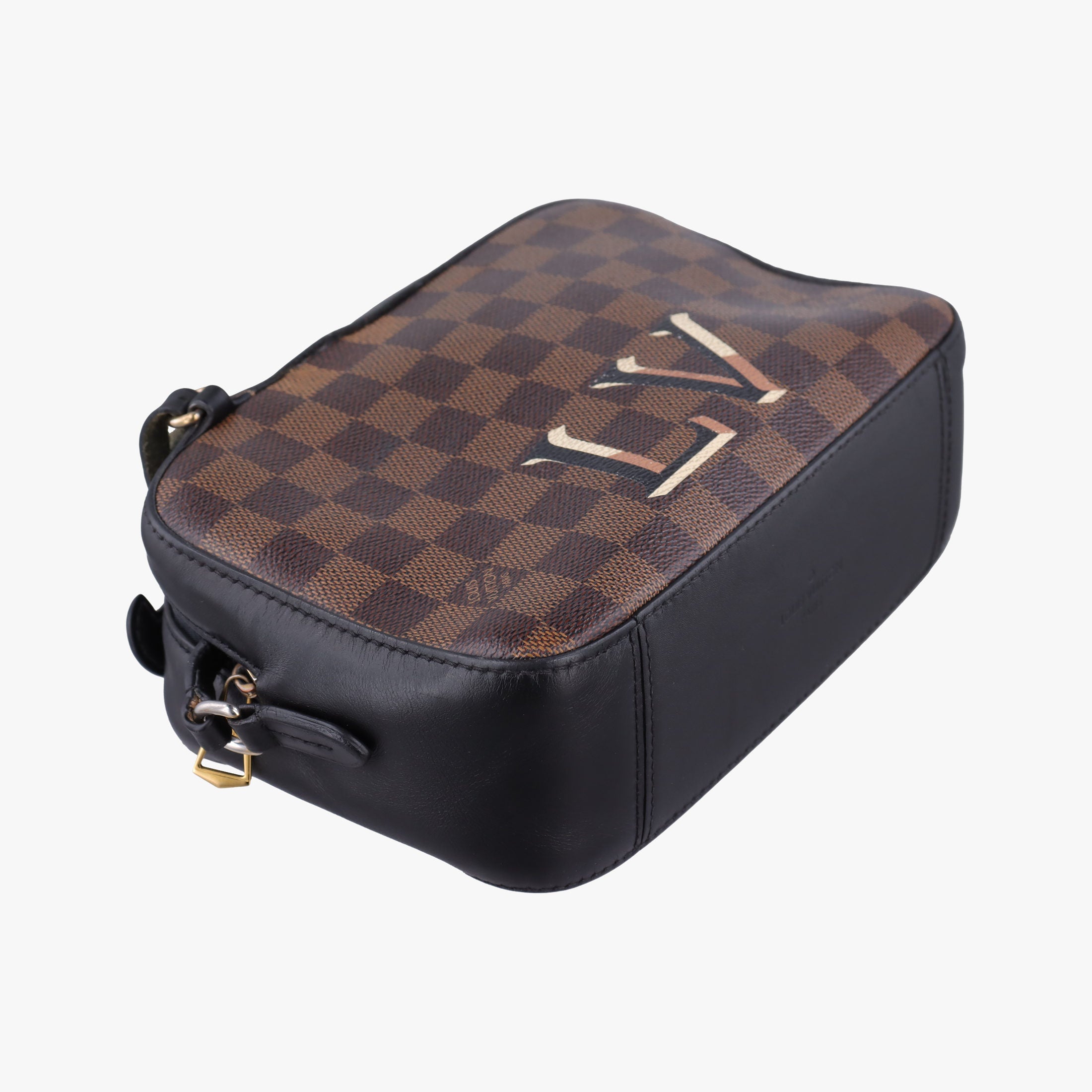 Pre-owned Louis Vuitton SANTA MONICA EBENE×Noir Damier Canvas×Leather N40189 shoulderbag | stylenewstar