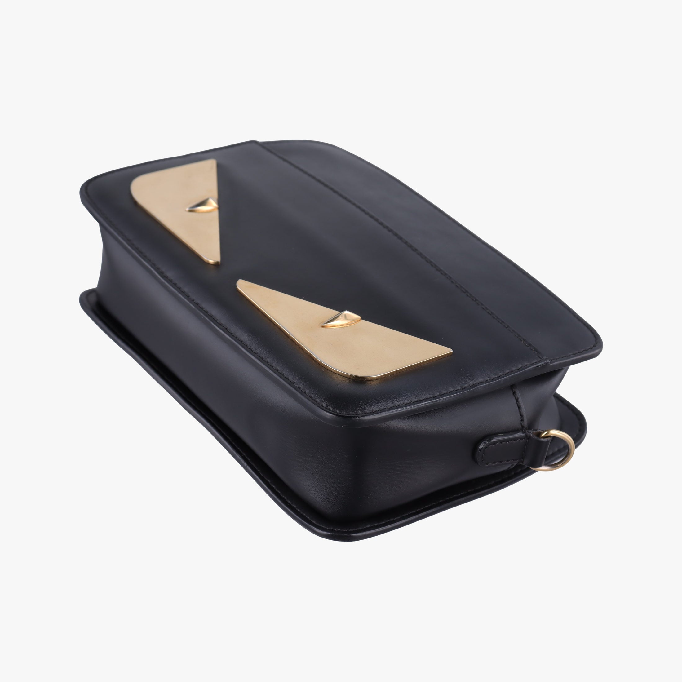 Pre-owned Fendi Monster Camera case Black Leather 7VA428 shoulderbag | stylenewstar