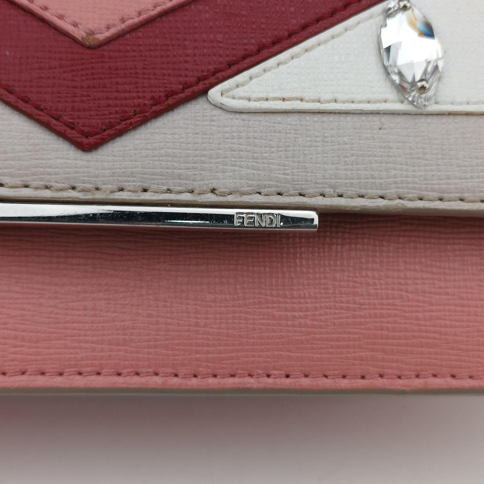 Pre-owned Fendi Monster Eyes Tube Pink×Red×Gray Leather 8M0346 shoulderbag | stylenewstar