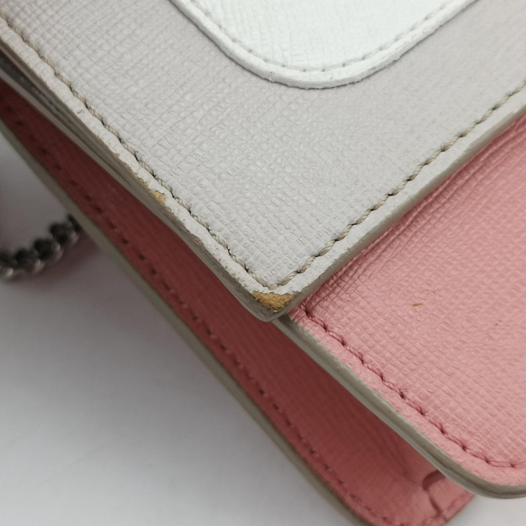 Pre-owned Fendi Monster Eyes Tube Pink×Red×Gray Leather 8M0346 shoulderbag | stylenewstar