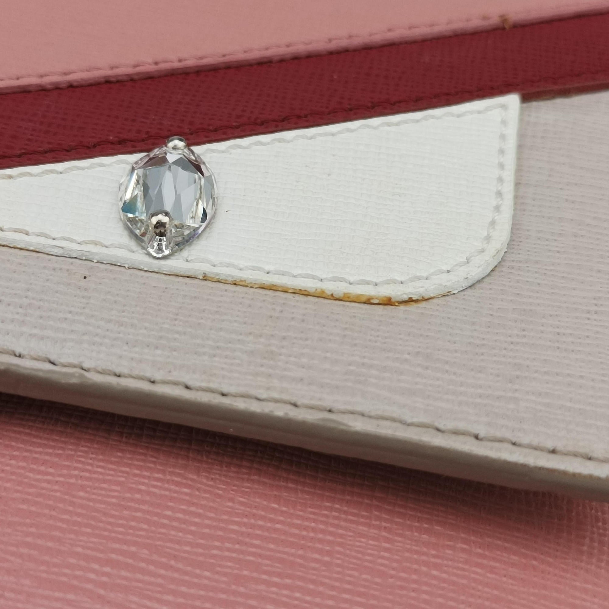 Pre-owned Fendi Monster Eyes Tube Pink×Red×Gray Leather 8M0346 shoulderbag | stylenewstar