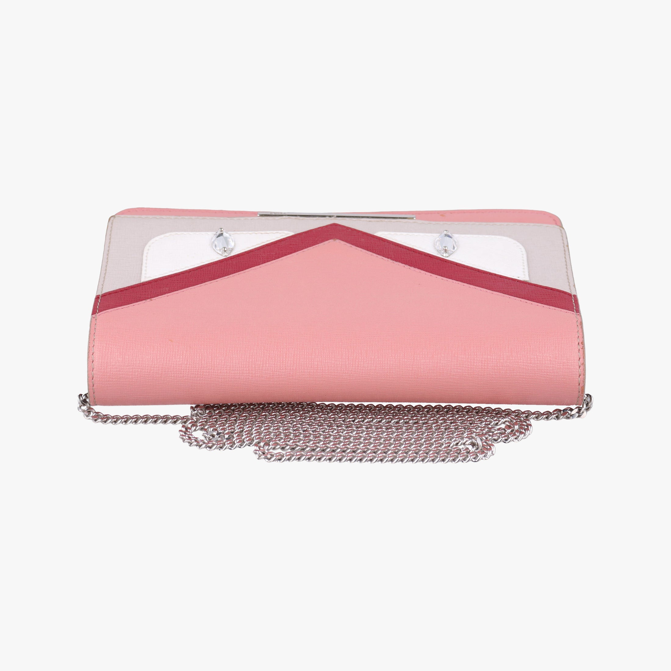 Pre-owned Fendi Monster Eyes Tube Pink×Red×Gray Leather 8M0346 shoulderbag | stylenewstar