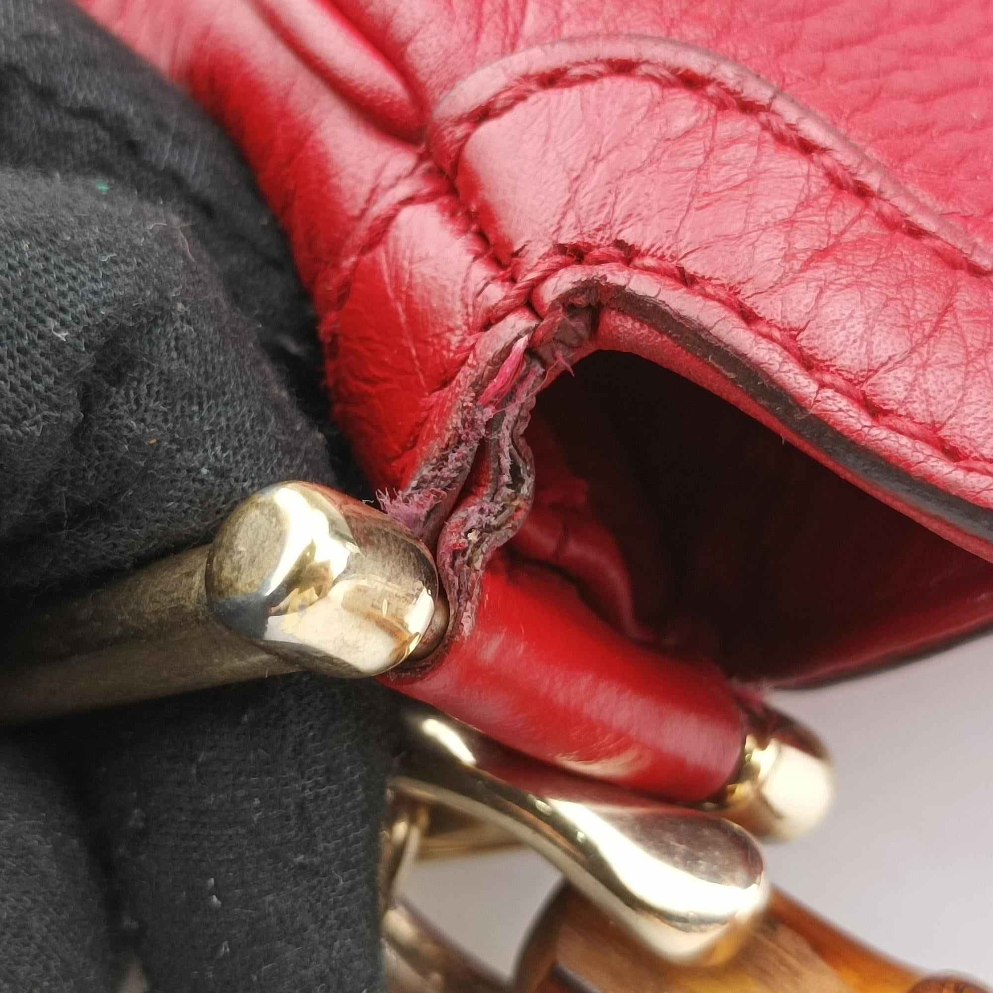 Secondhand Gucci Bamboo Red Leather 282315 shoulderbag | stylenewstar