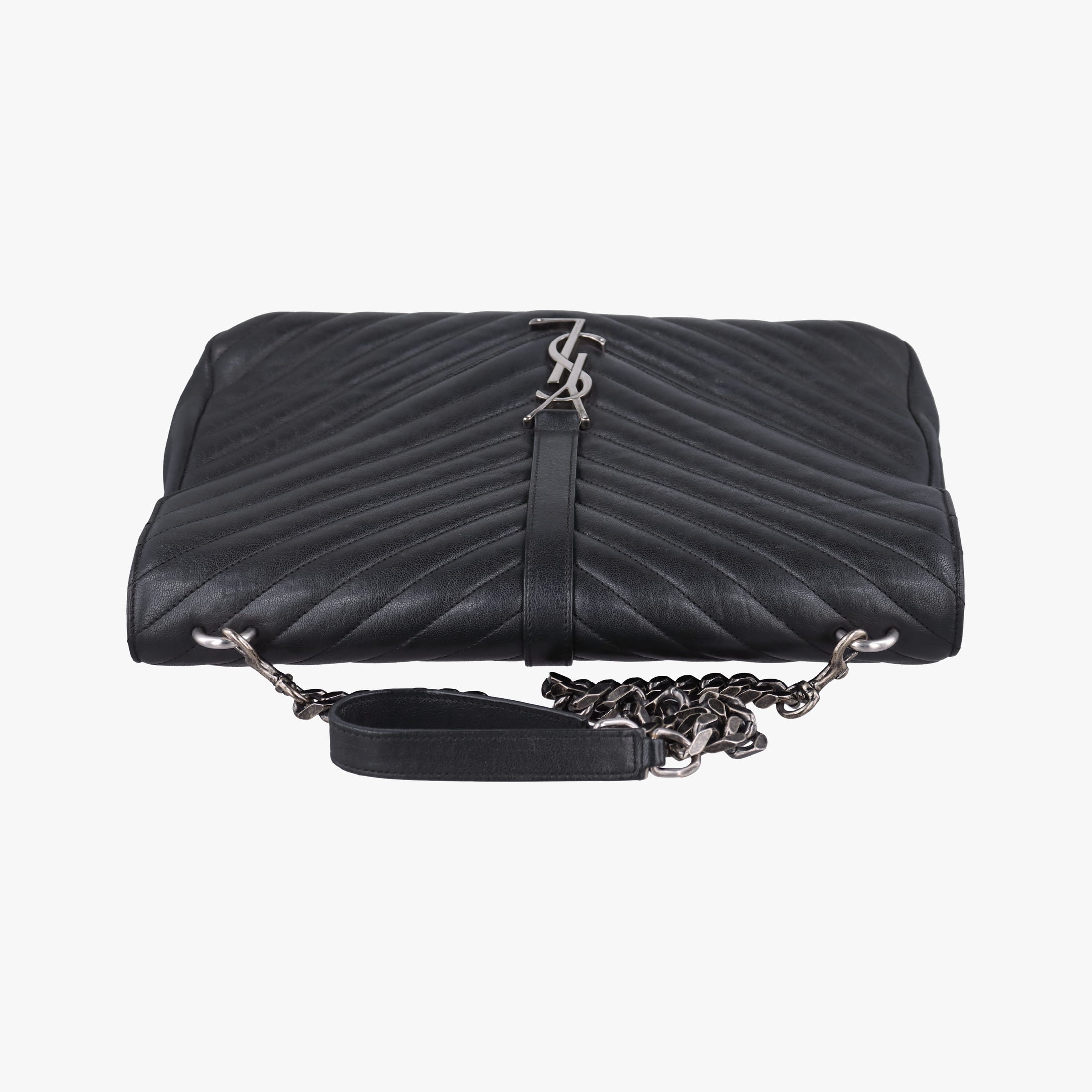 Pre-owned Yves Saint Laurent COLLEGE Black Leather 392738 shoulderbag | stylenewstar