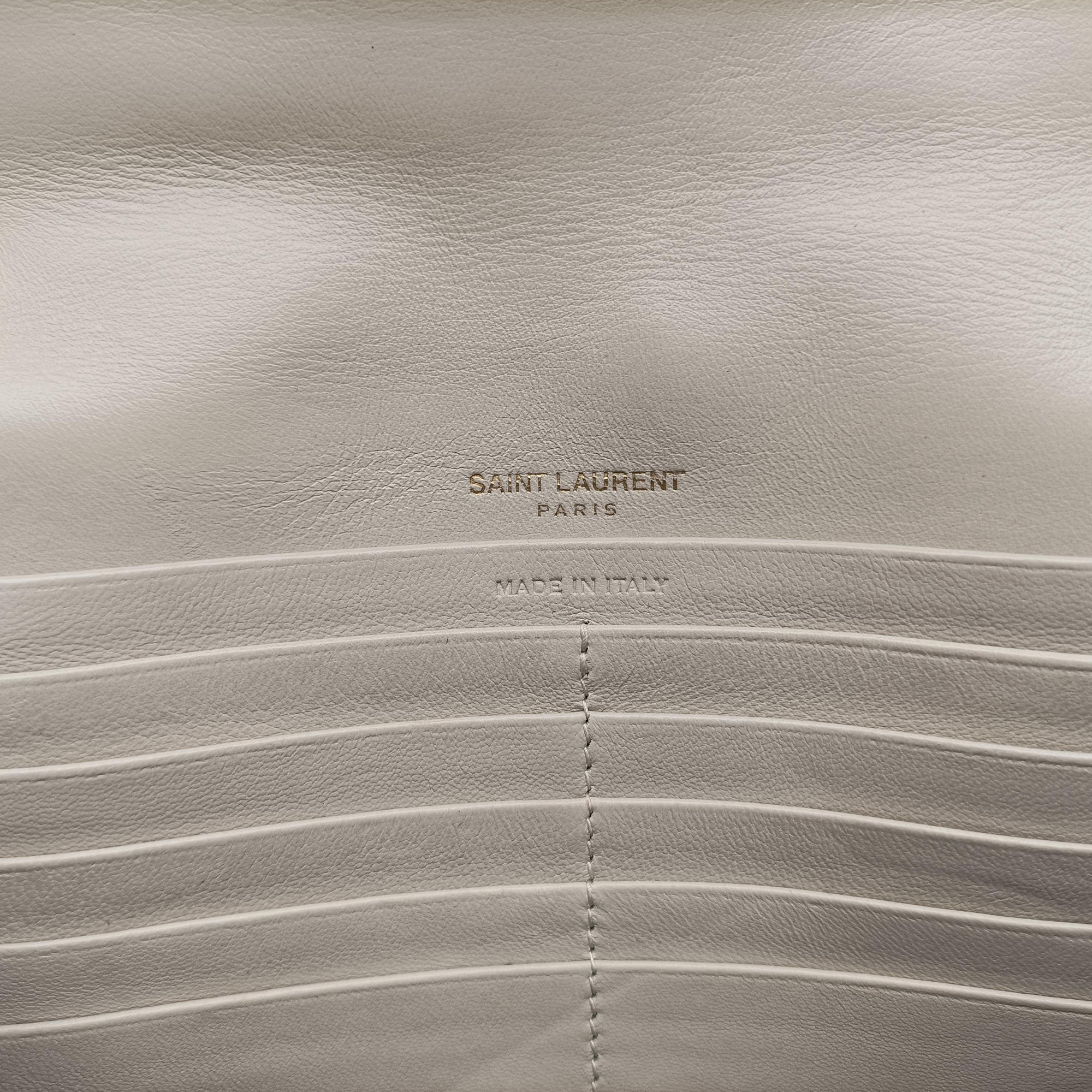 Pre-owned Yves Saint Laurent VICKY White Leather 554125 shoulderbag | stylenewstar