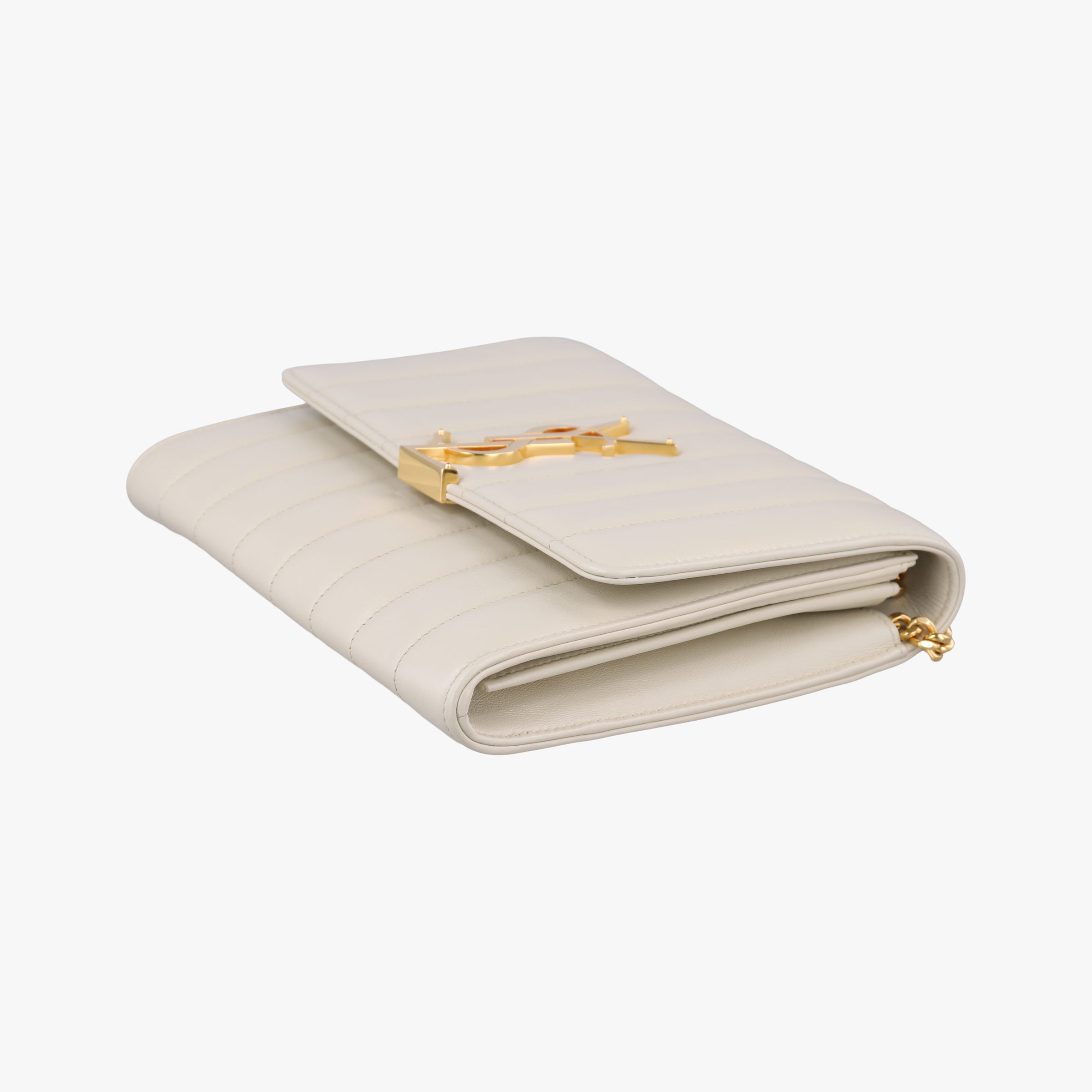 Pre-owned Yves Saint Laurent VICKY White Leather 554125 shoulderbag | stylenewstar