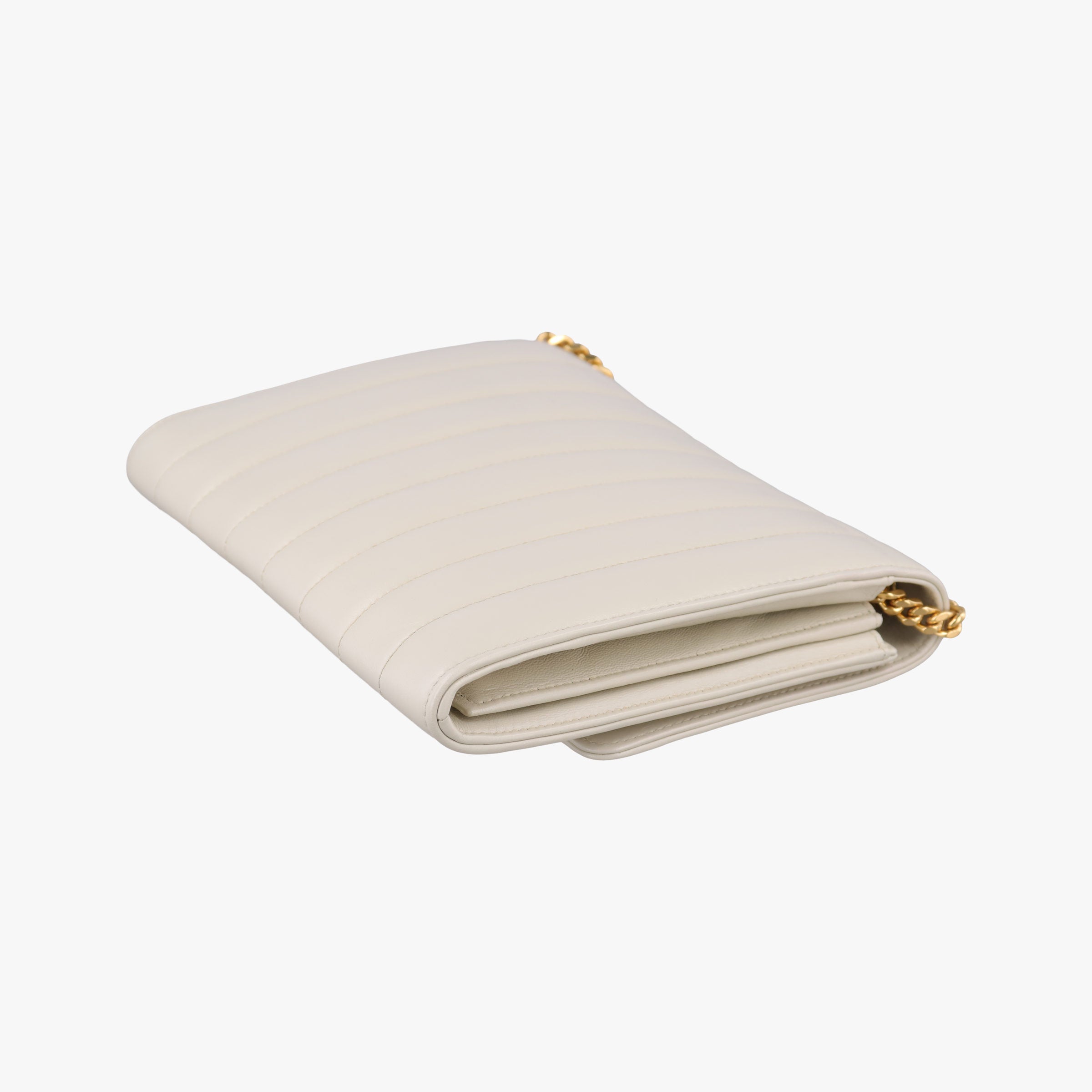 Pre-owned Yves Saint Laurent VICKY White Leather 554125 shoulderbag | stylenewstar