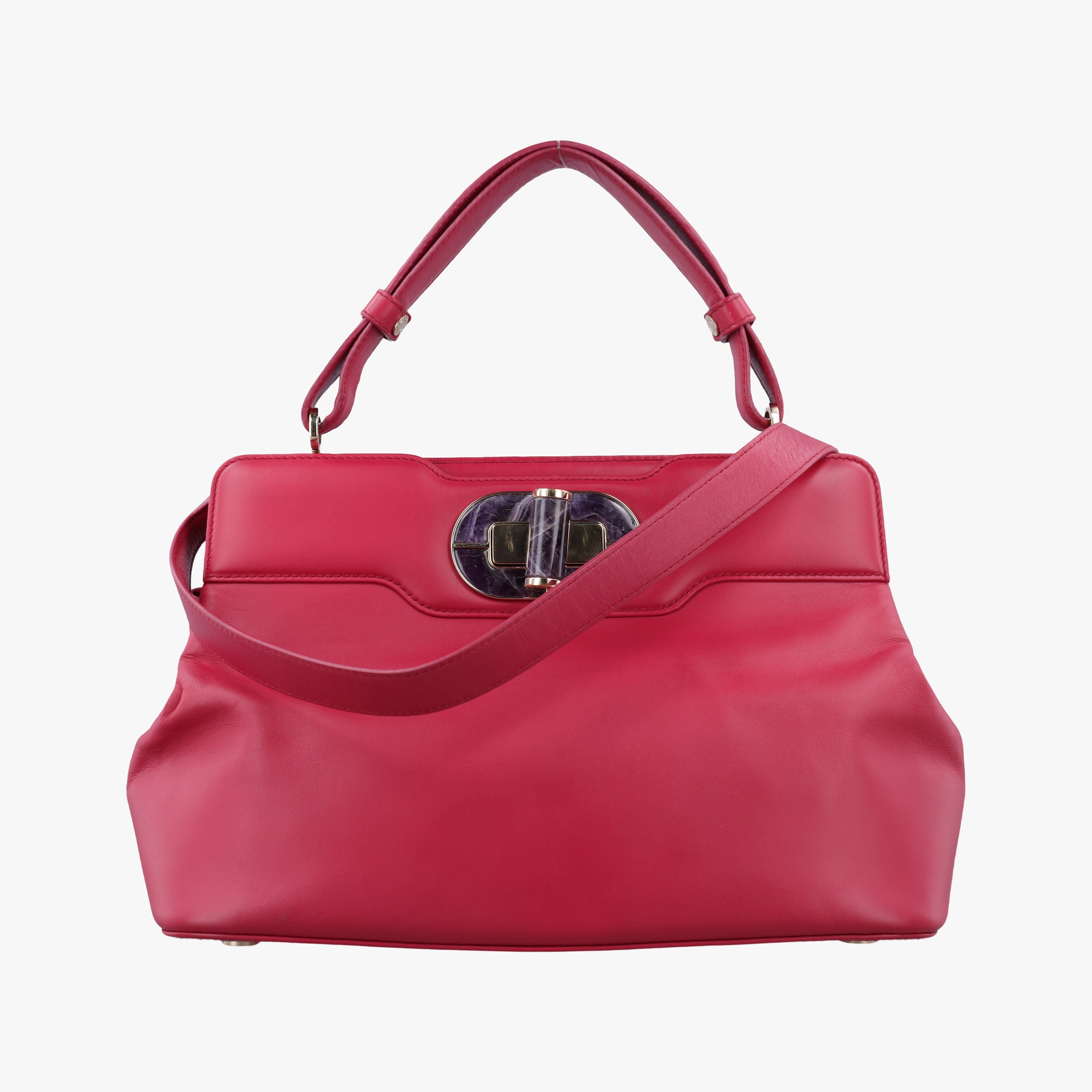 Pre-owned Bvlgari Isabella Rossellini Red Leather  shoulderbag | stylenewstar