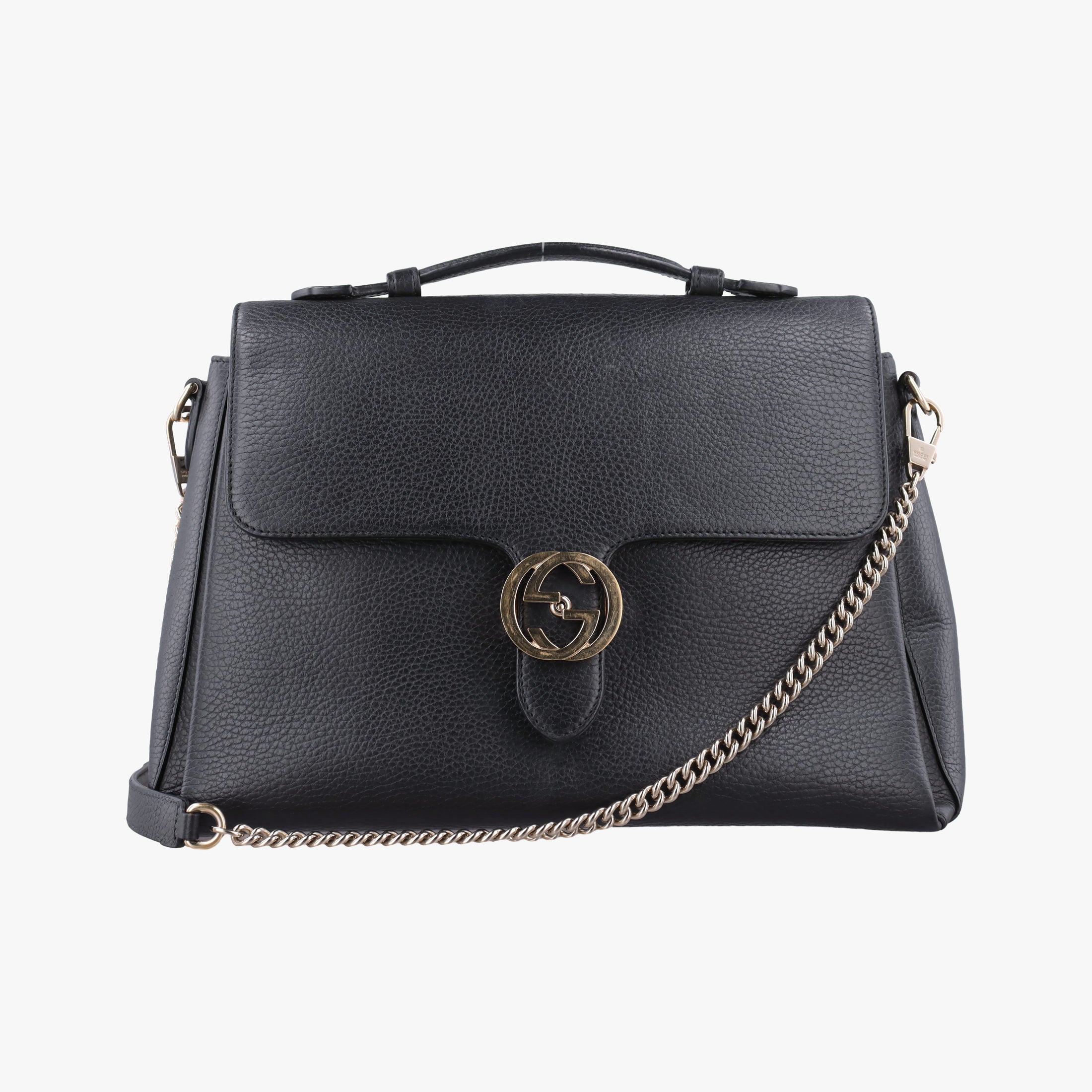 Pre-owned Gucci Interlocking G Black Leather 510306 shoulderbag | stylenewstar
