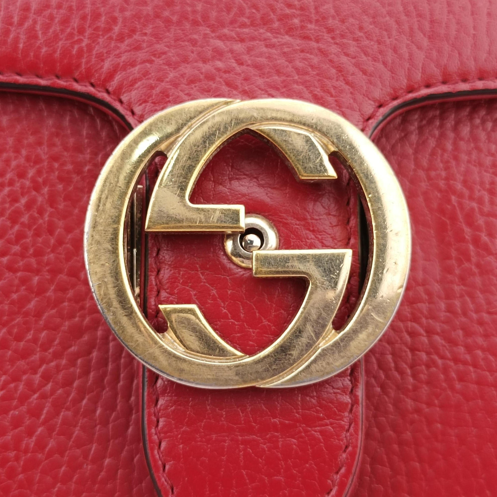 Pre-owned Gucci Interlocking G Red Leather 510304 shoulderbag | stylenewstar