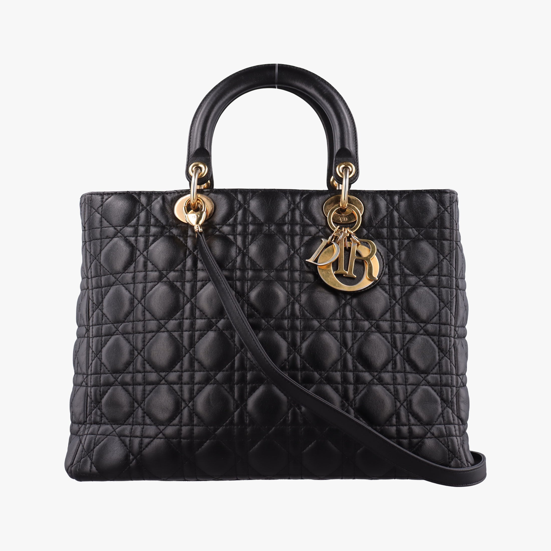 Pre-owned Christian Dior Lady Dior Black lambskin  shoulderbag | stylenewstar