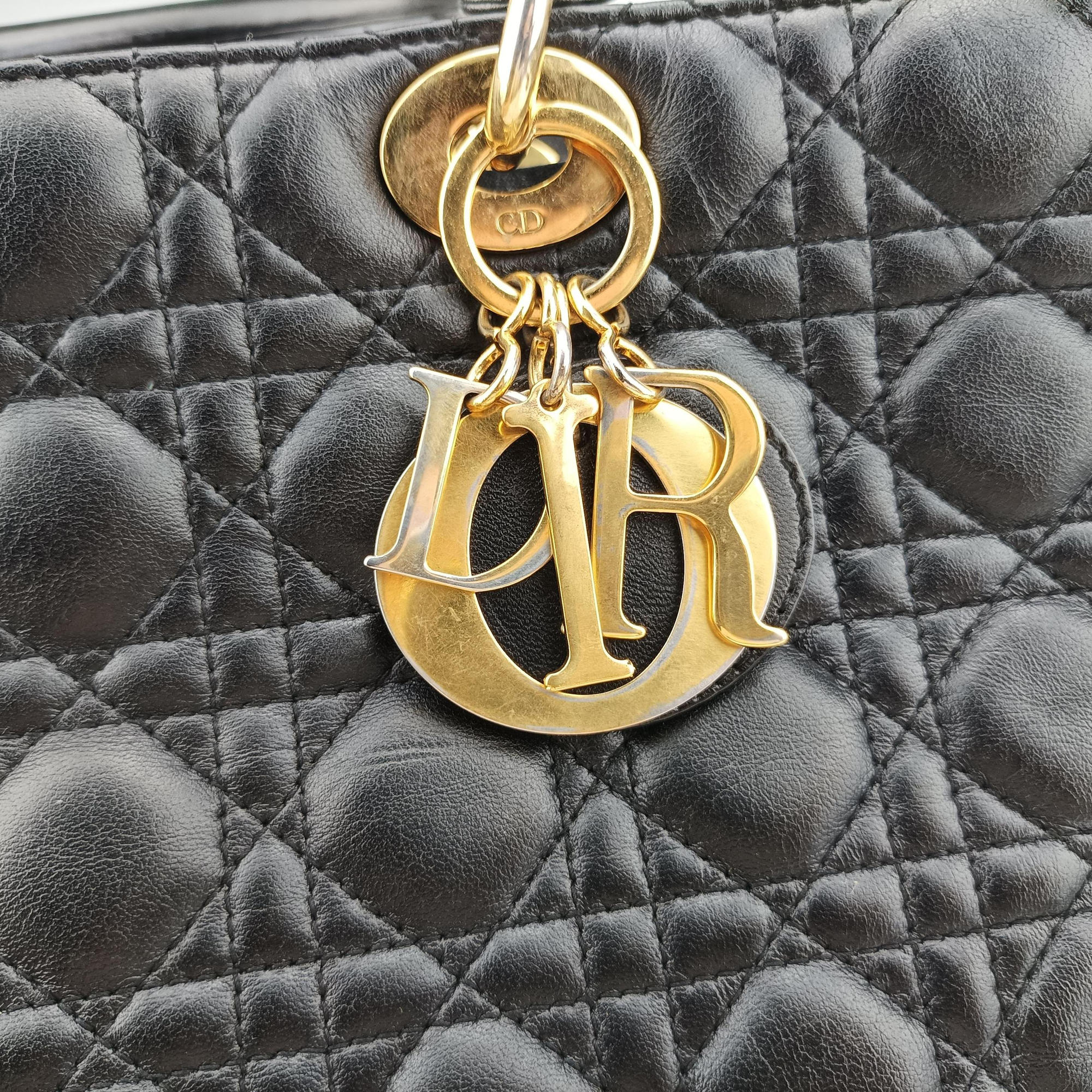 Pre-owned Christian Dior Lady Dior Black lambskin  shoulderbag | stylenewstar