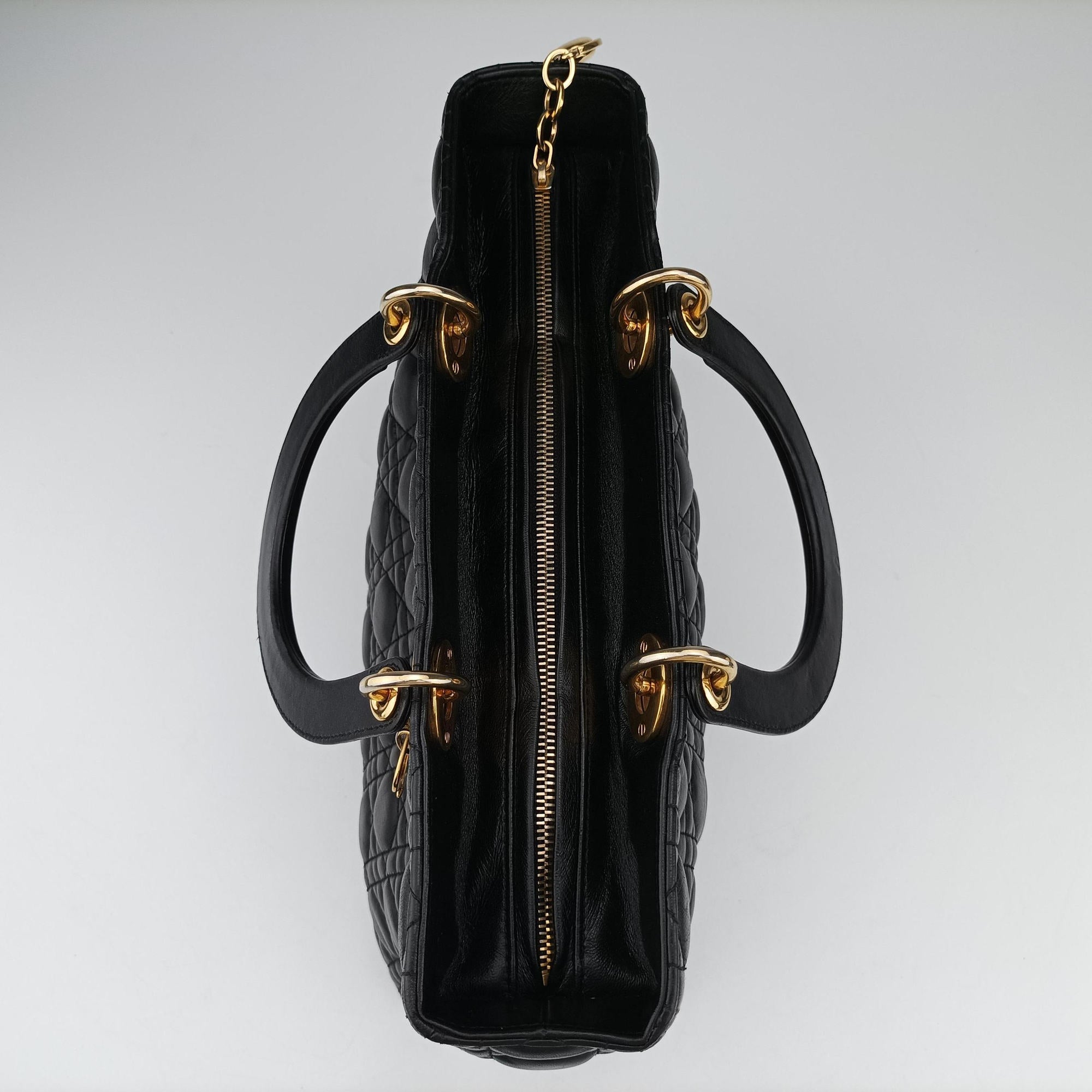 Pre-owned Christian Dior Lady Dior Black lambskin  shoulderbag | stylenewstar