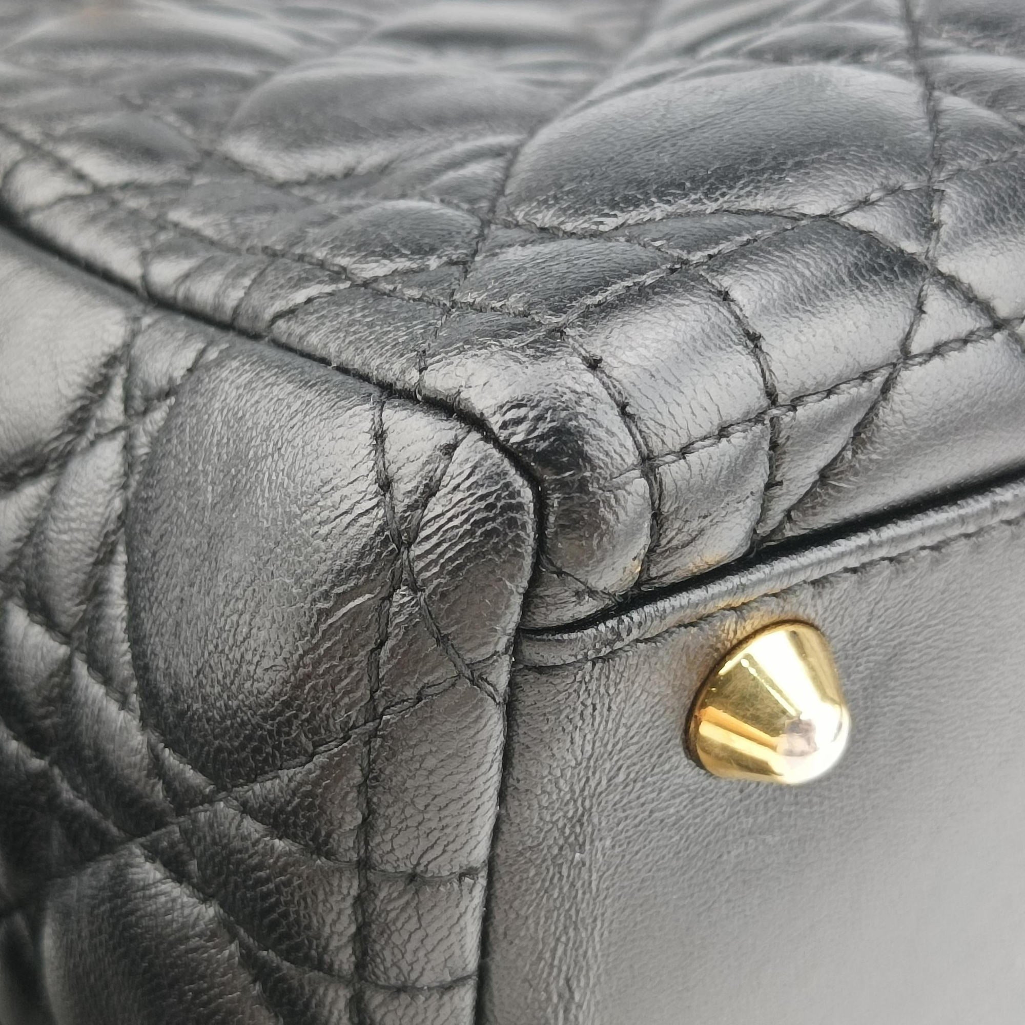 Pre-owned Christian Dior Lady Dior Black lambskin  shoulderbag | stylenewstar