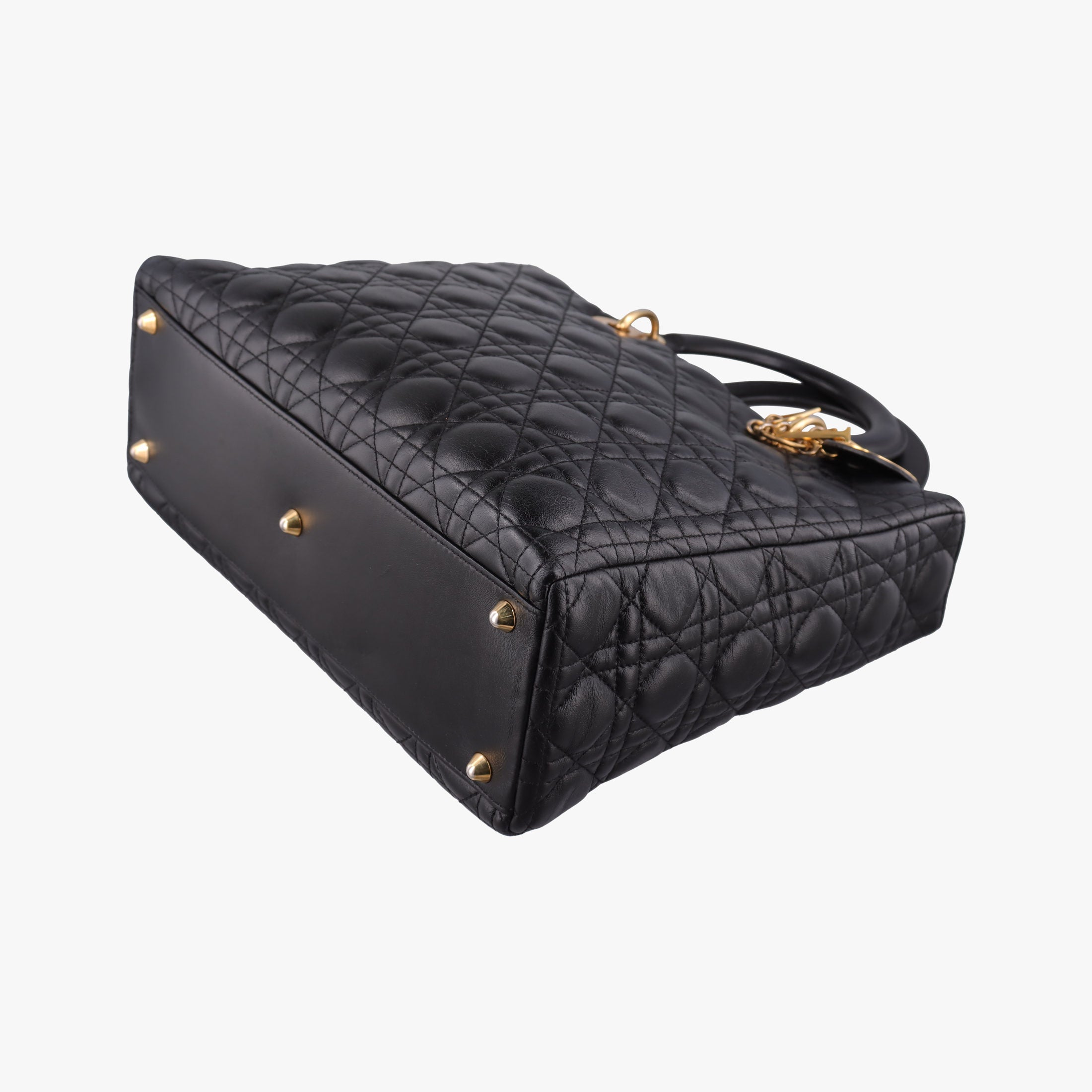 Pre-owned Christian Dior Lady Dior Black lambskin  shoulderbag | stylenewstar