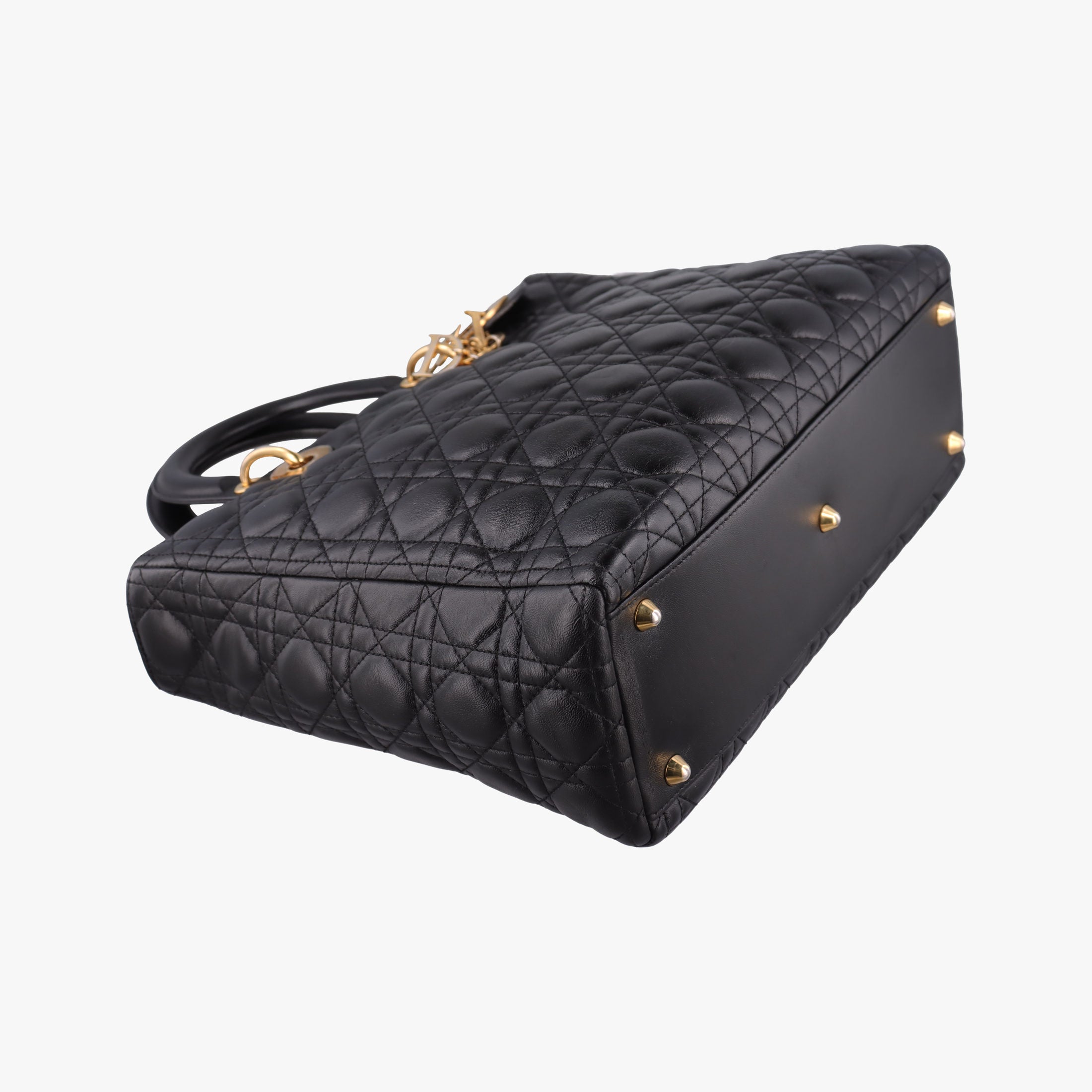 Pre-owned Christian Dior Lady Dior Black lambskin  shoulderbag | stylenewstar