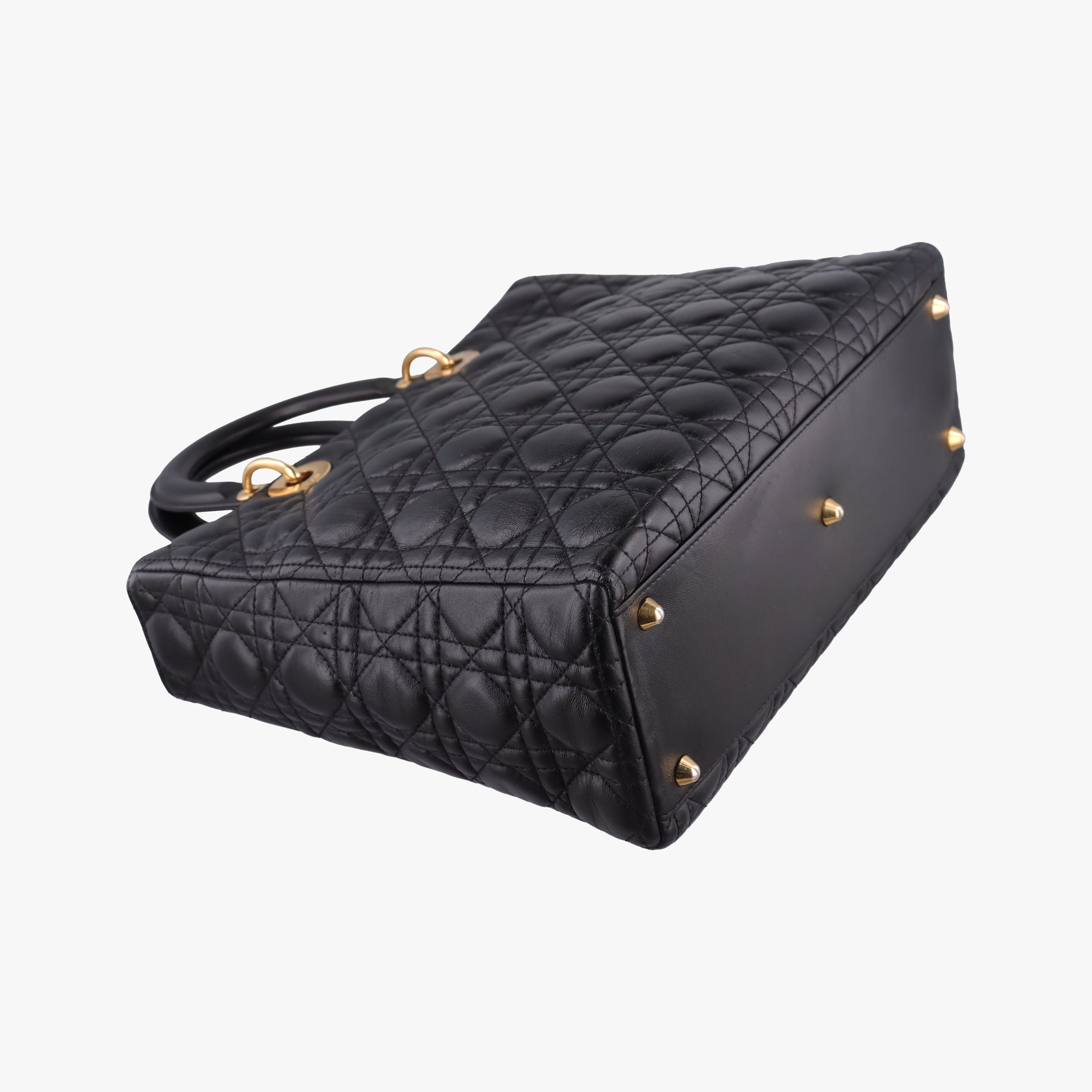Pre-owned Christian Dior Lady Dior Black lambskin  shoulderbag | stylenewstar