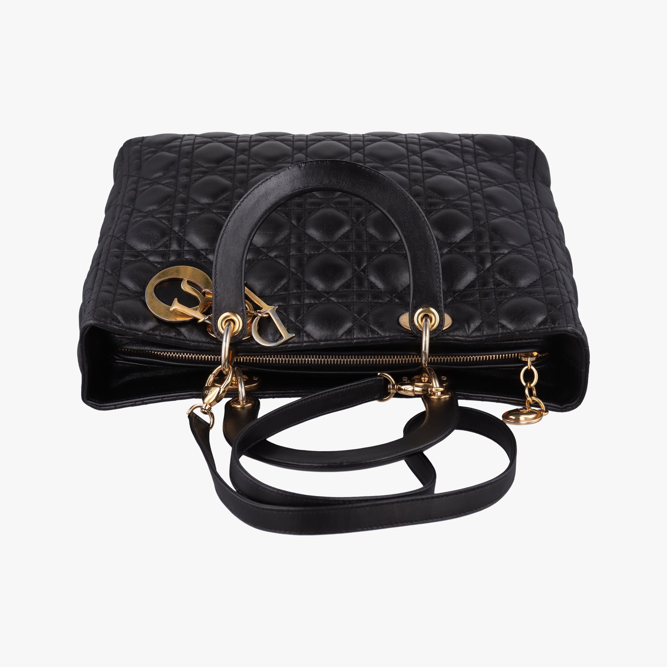 Pre-owned Christian Dior Lady Dior Black lambskin  shoulderbag | stylenewstar
