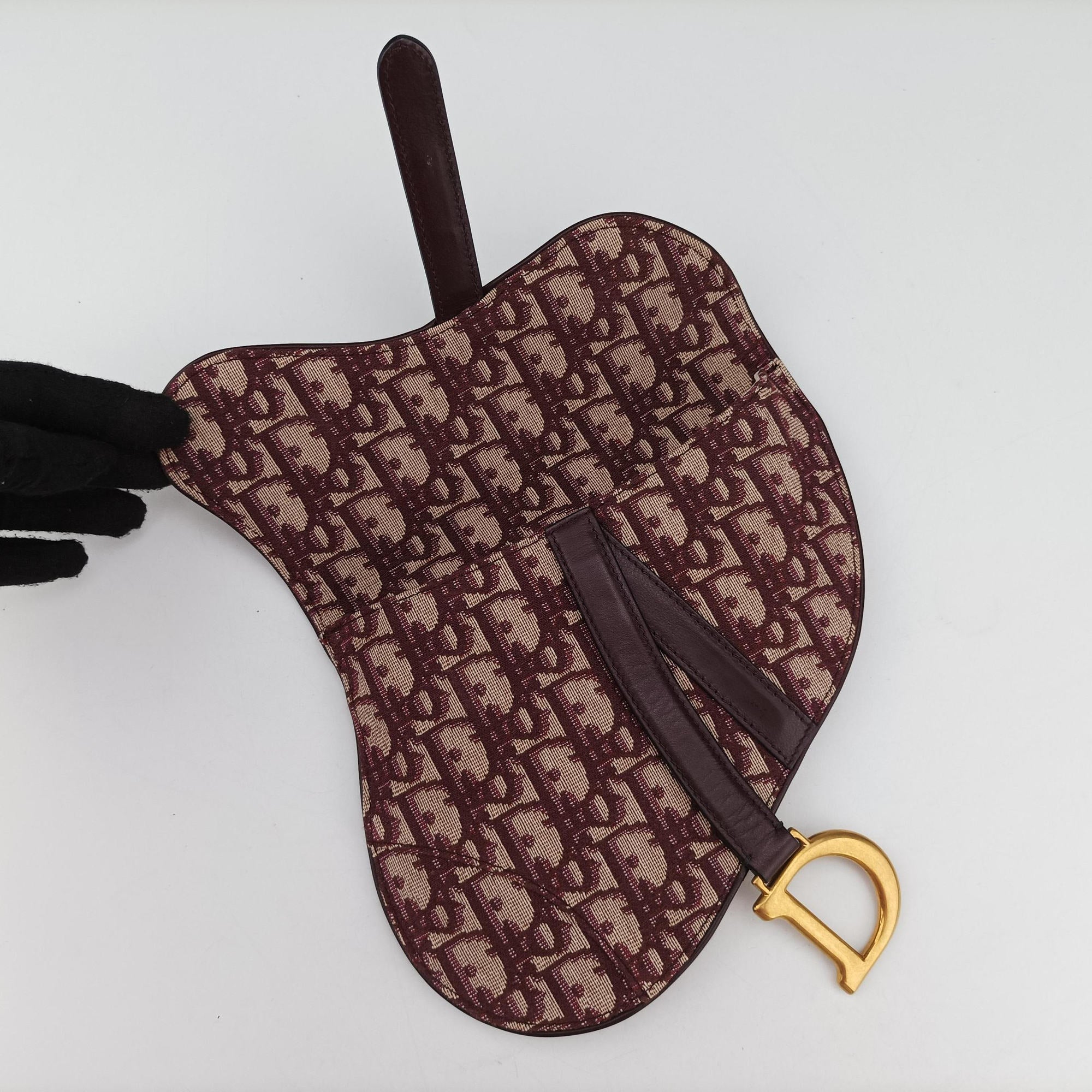 Pre-owned Christian Dior Saddle Red jacquard  bum bag/waist bag | stylenewstar