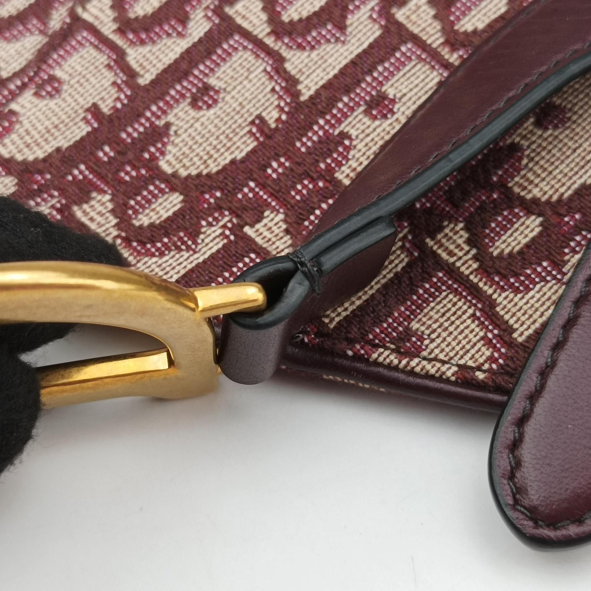 Pre-owned Christian Dior Saddle Red jacquard  bum bag/waist bag | stylenewstar