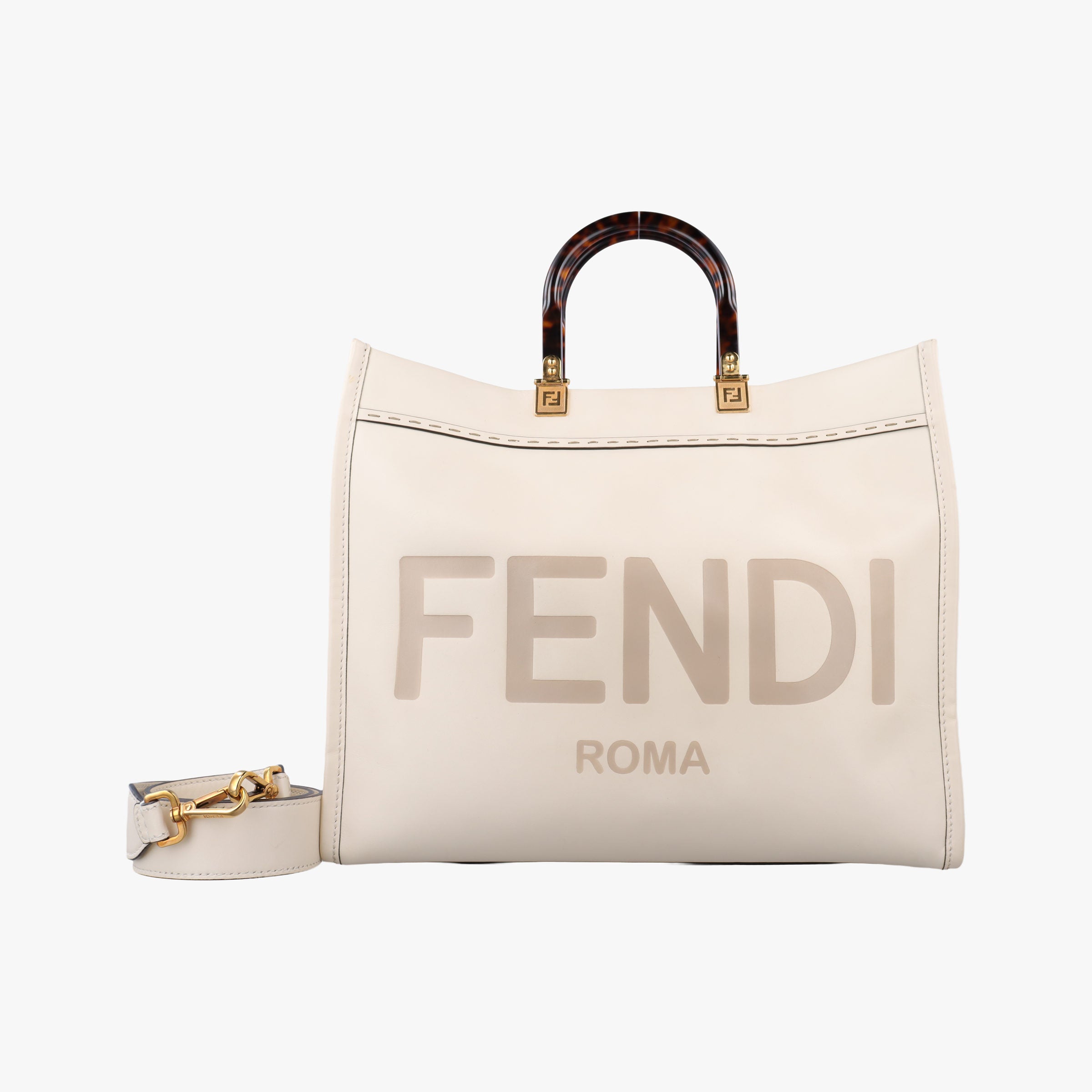 Secondhand Fendi Sunshine White Leather 8BH386 shoulderbag | stylenewstar