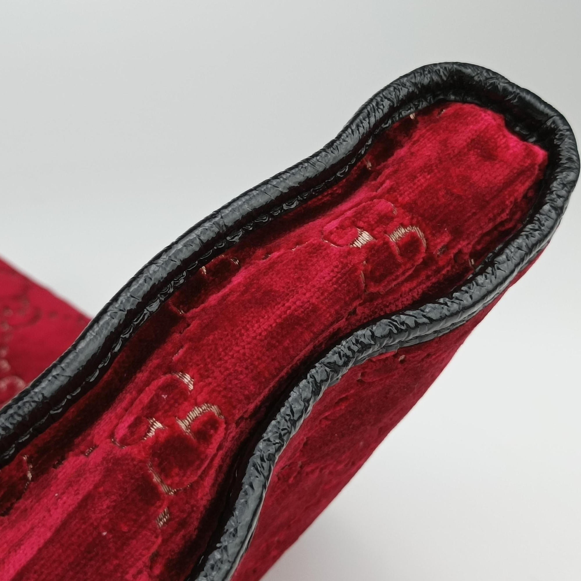Pre-owned Gucci Rajah Red × Black velour × Leather 537219 shoulderbag | stylenewstar
