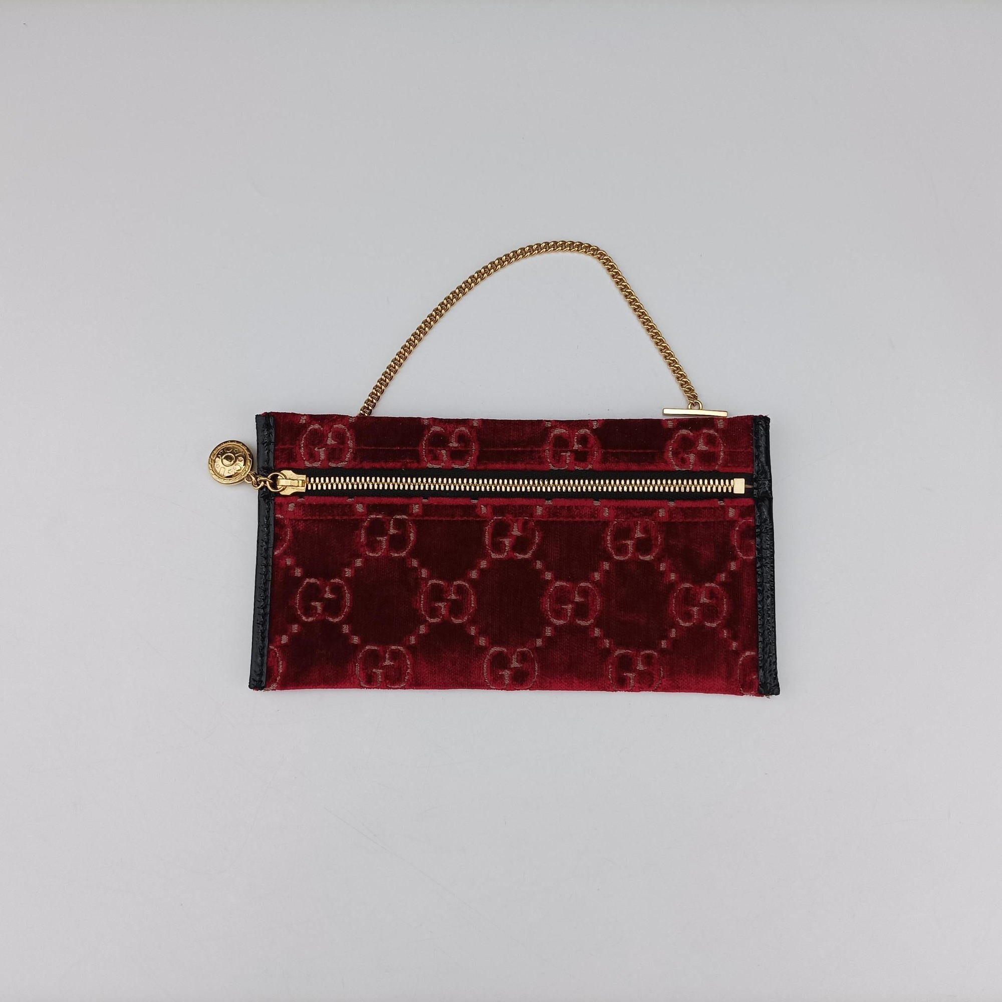 Pre-owned Gucci Rajah Red × Black velour × Leather 537219 shoulderbag | stylenewstar