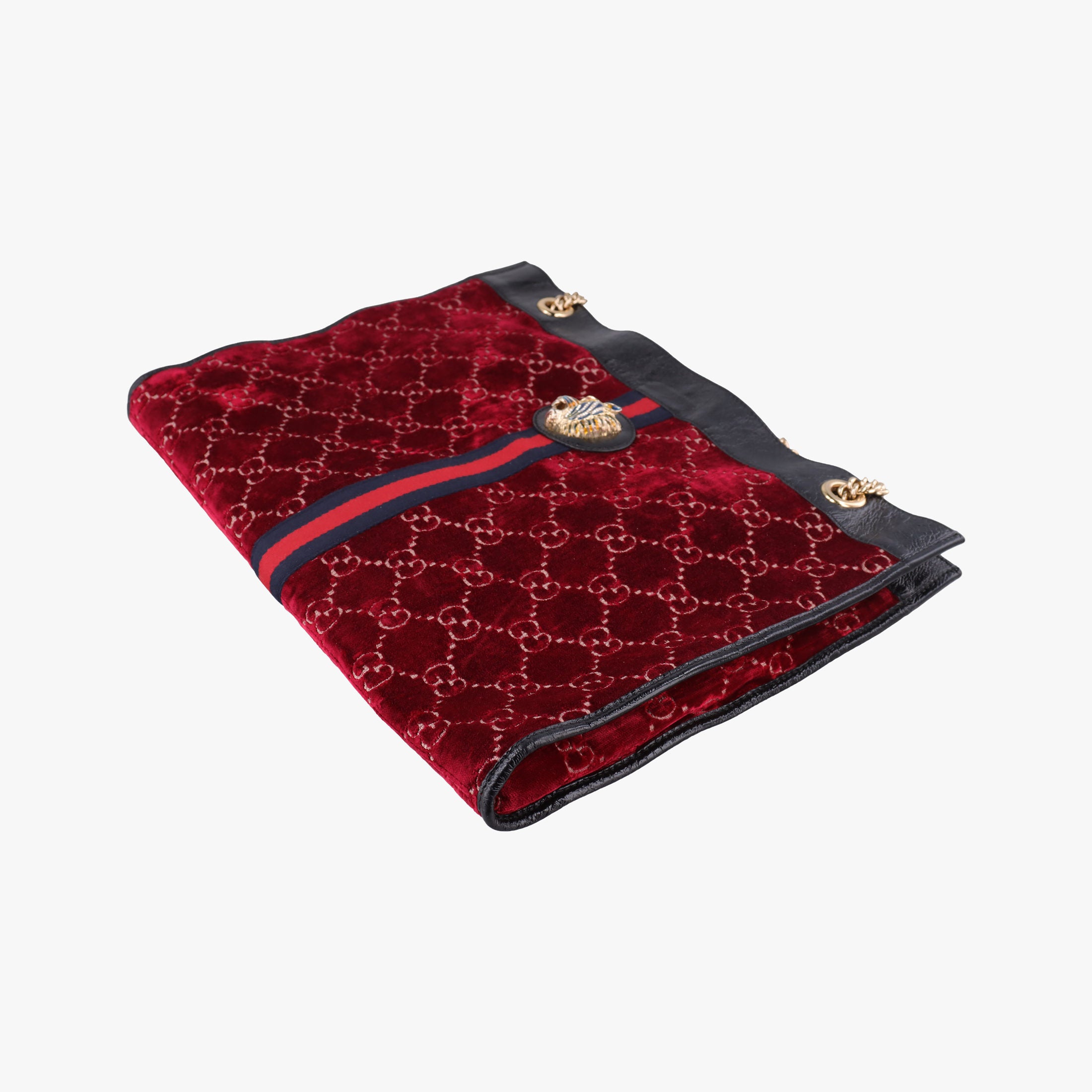 Pre-owned Gucci Rajah Red × Black velour × Leather 537219 shoulderbag | stylenewstar