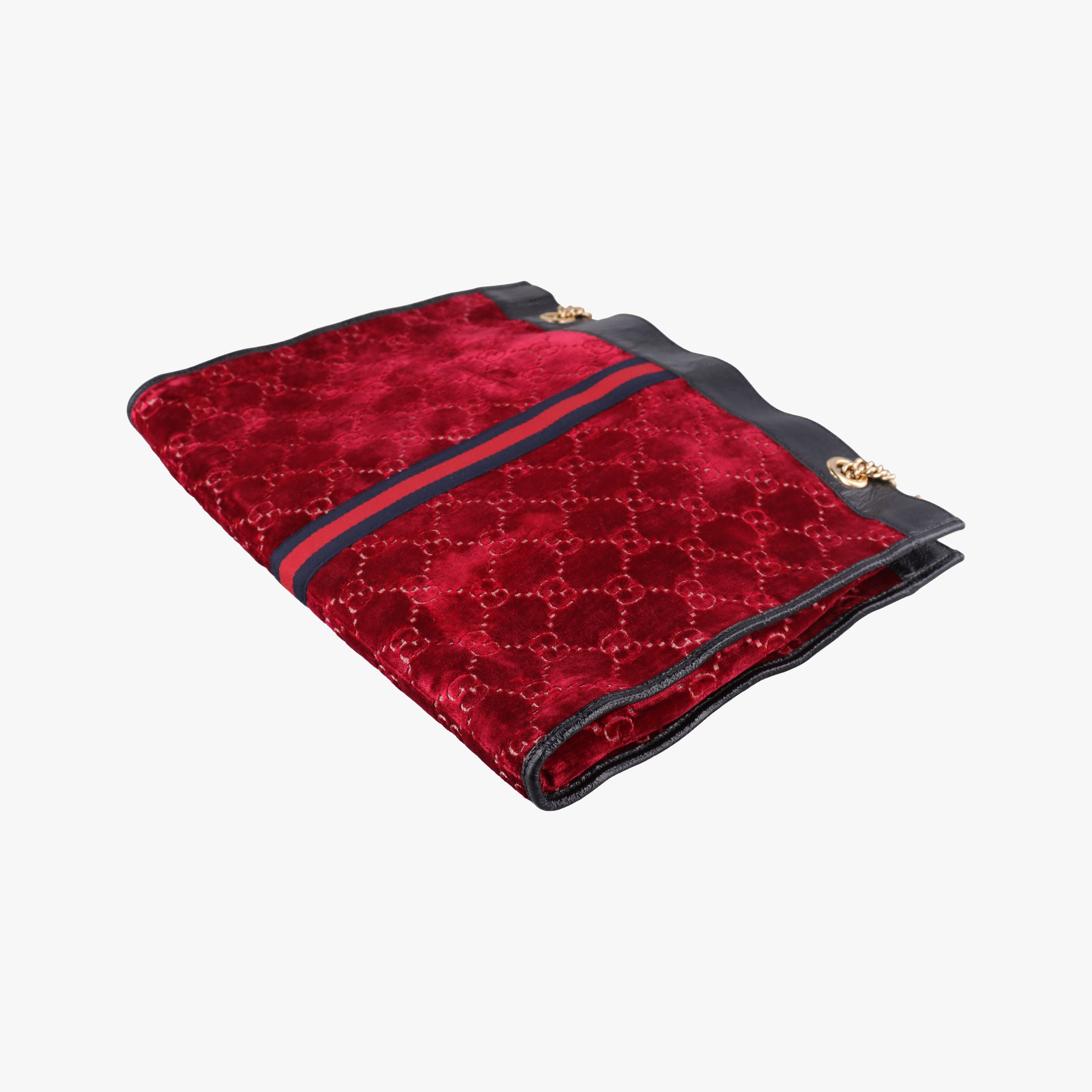 Pre-owned Gucci Rajah Red × Black velour × Leather 537219 shoulderbag | stylenewstar
