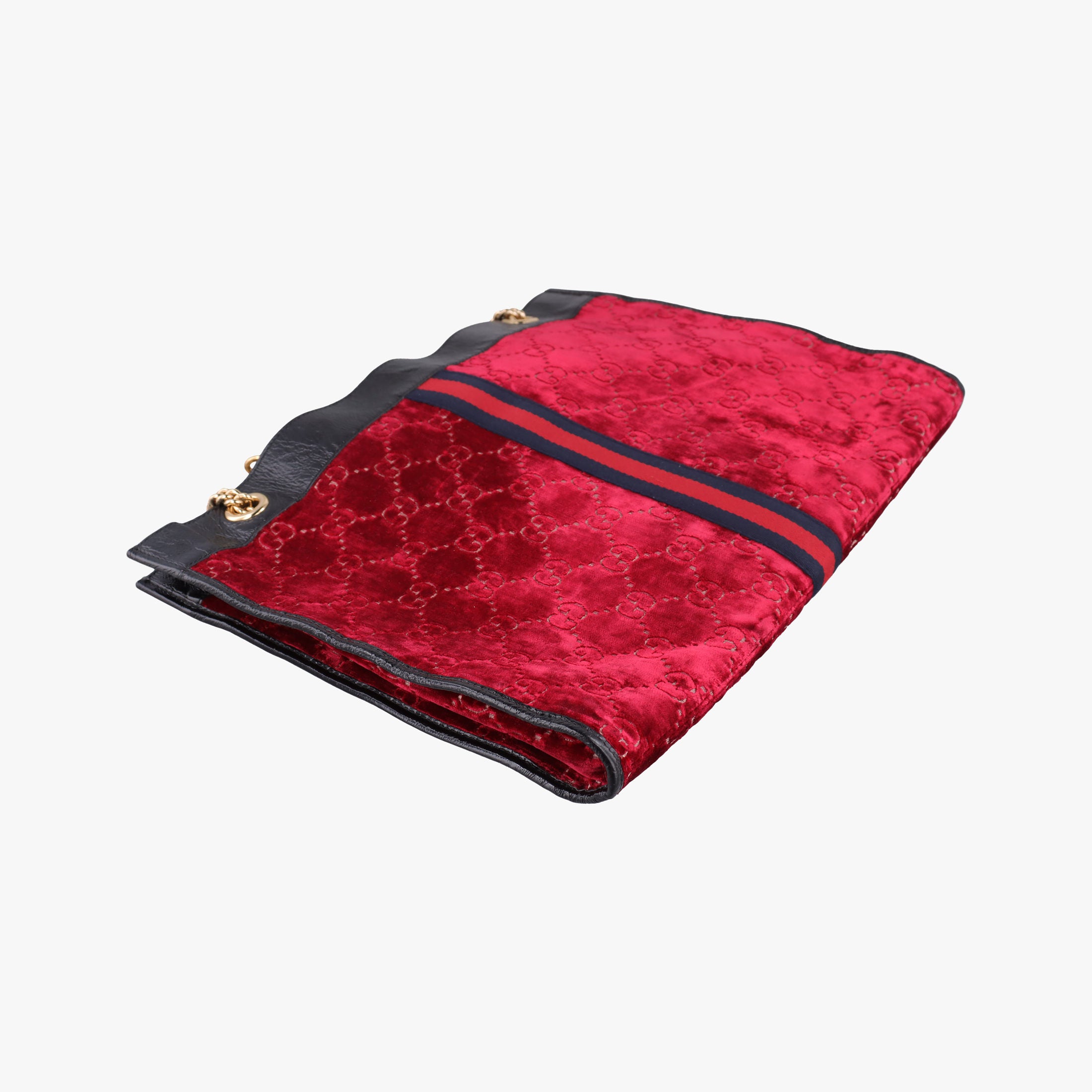 Pre-owned Gucci Rajah Red × Black velour × Leather 537219 shoulderbag | stylenewstar